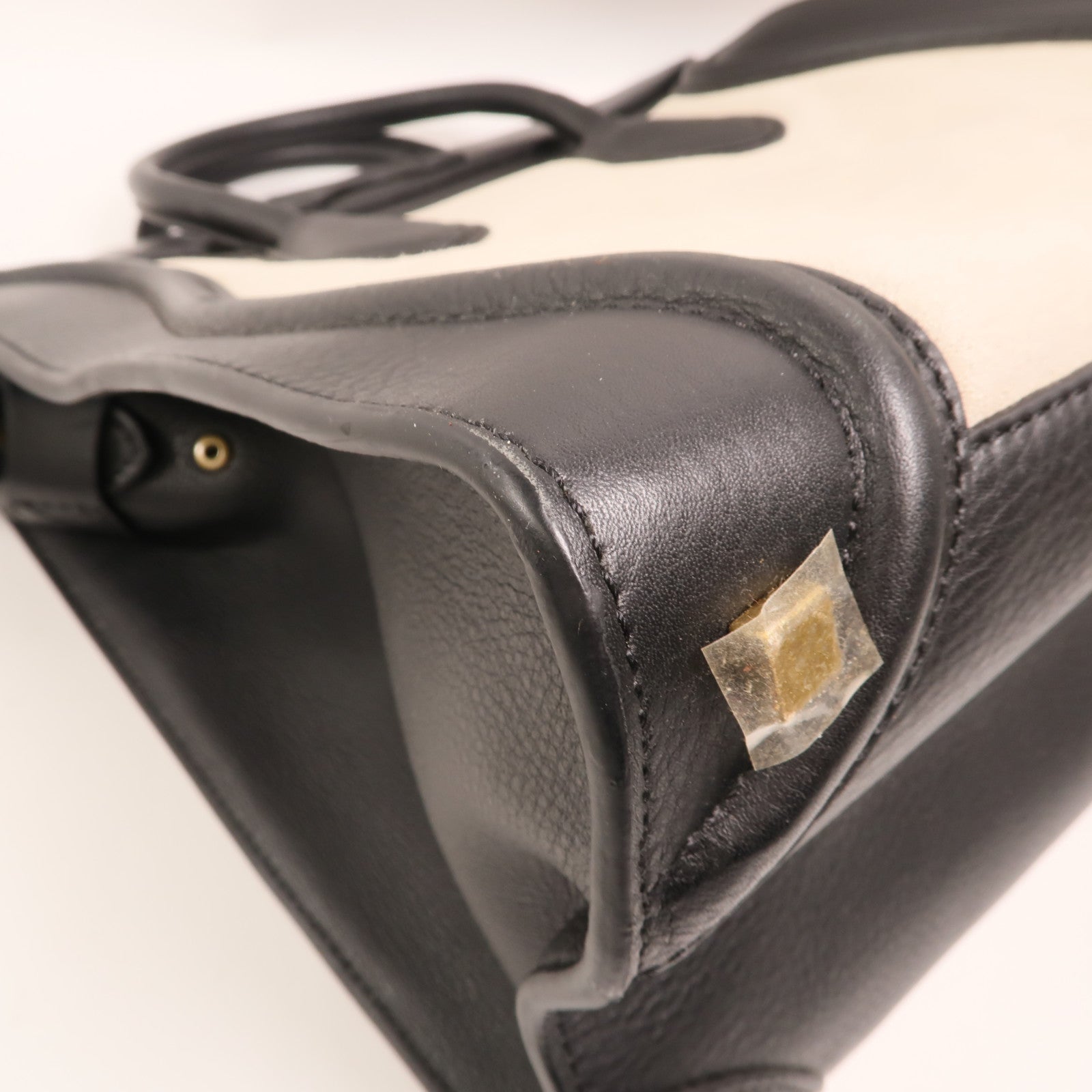 CELINE 牛皮/麂皮皮革Medium Luggage金扣手挽袋