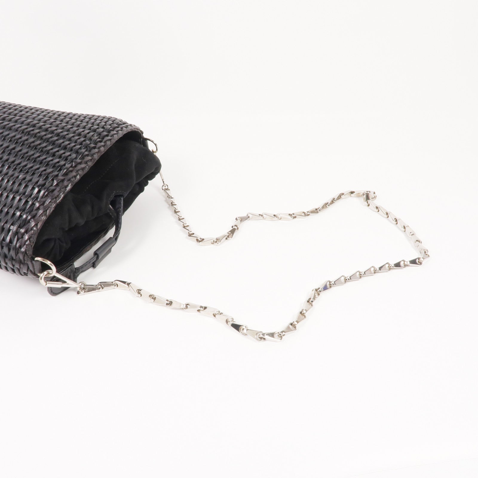 GUCCI 牛皮皮革Chain Shoulder Bag銀扣鏈帶肩背袋