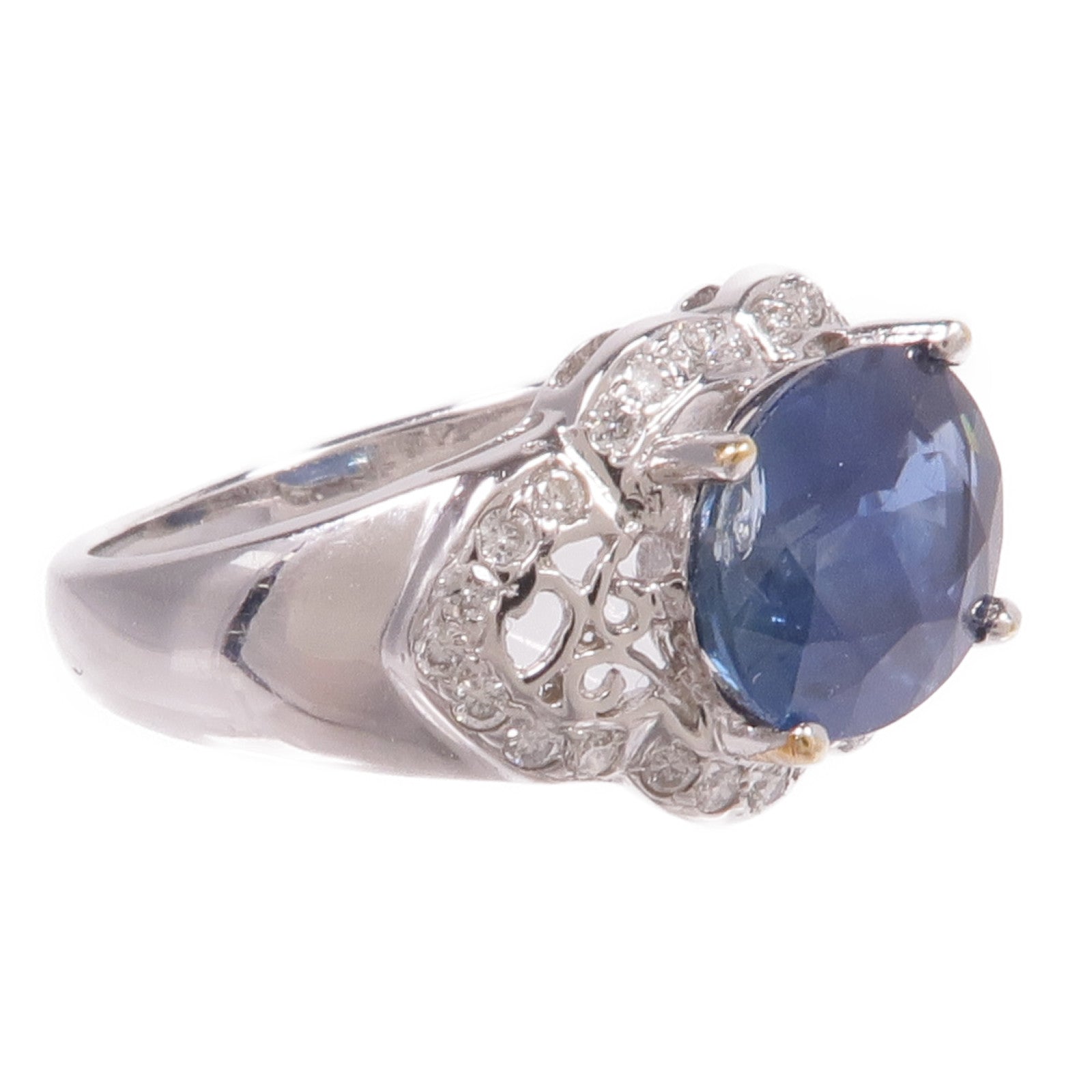 JEWELRY 18K白金Sapphire Diamond Ring藍寶石/鑽石戒指US#4.5