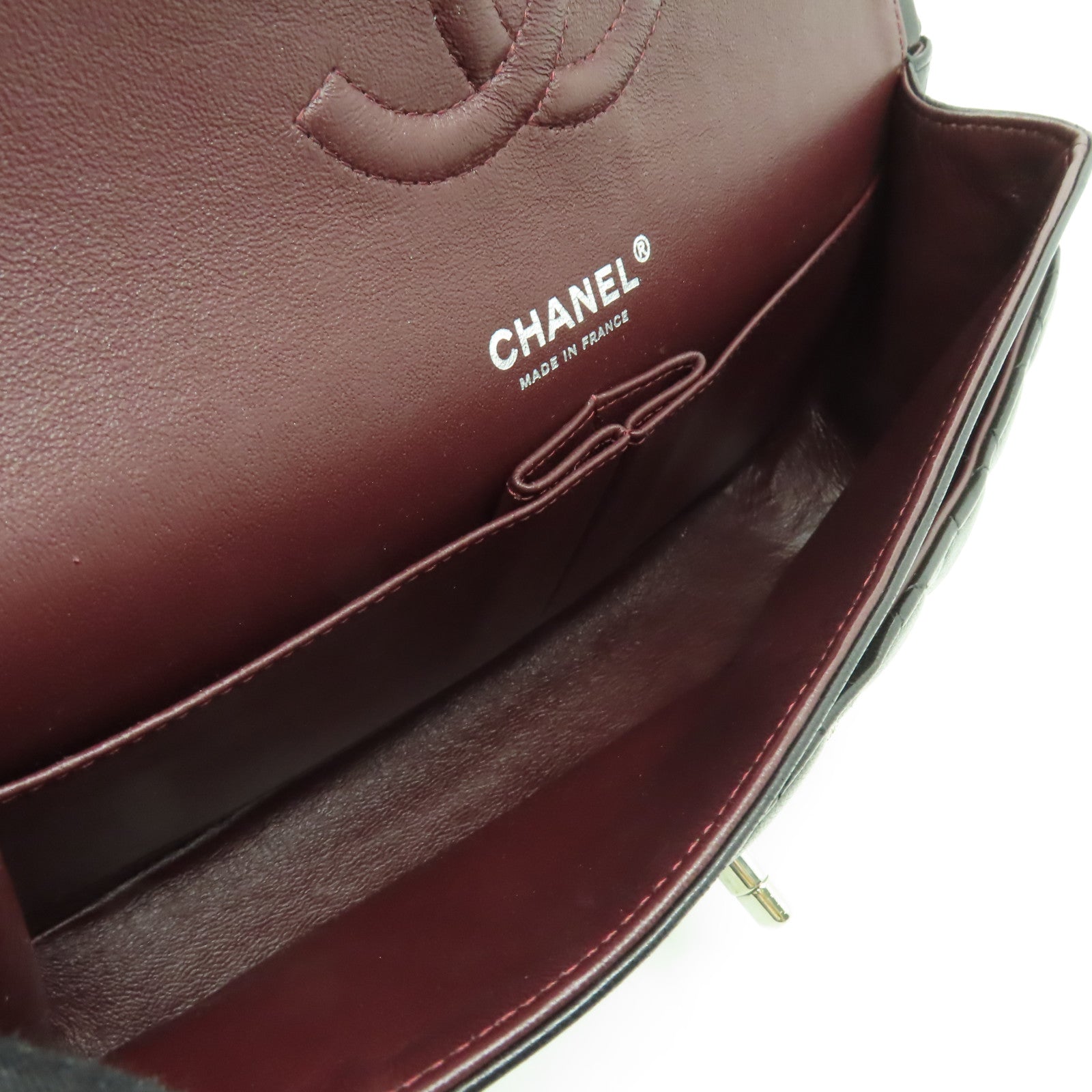 CHANEL 【清倉大減價】菱格羊皮皮革Classic 25銀扣鏈帶肩背袋黑色