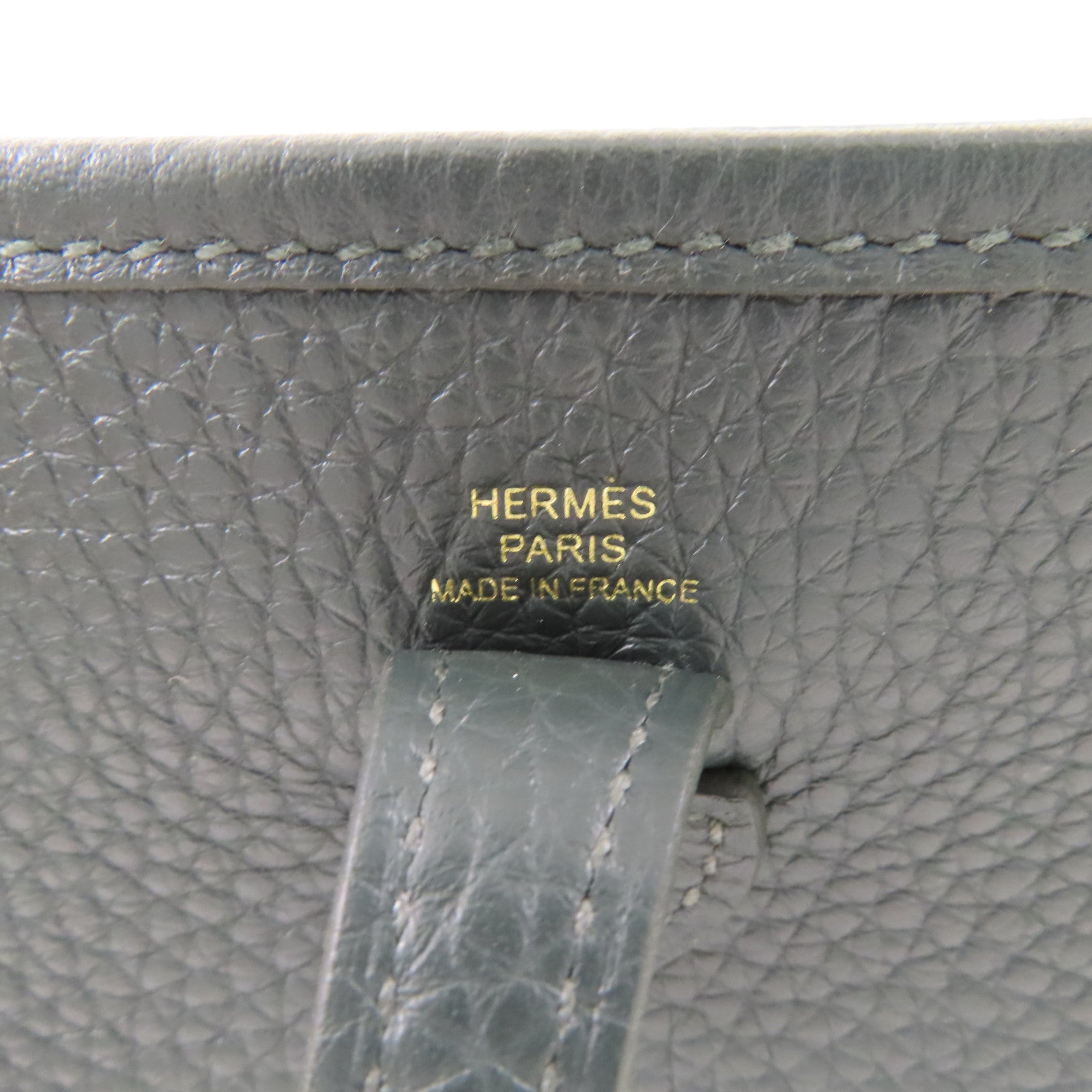 HERMES Clemence皮革Evelyne TPM銀扣肩背袋Vert Amande
