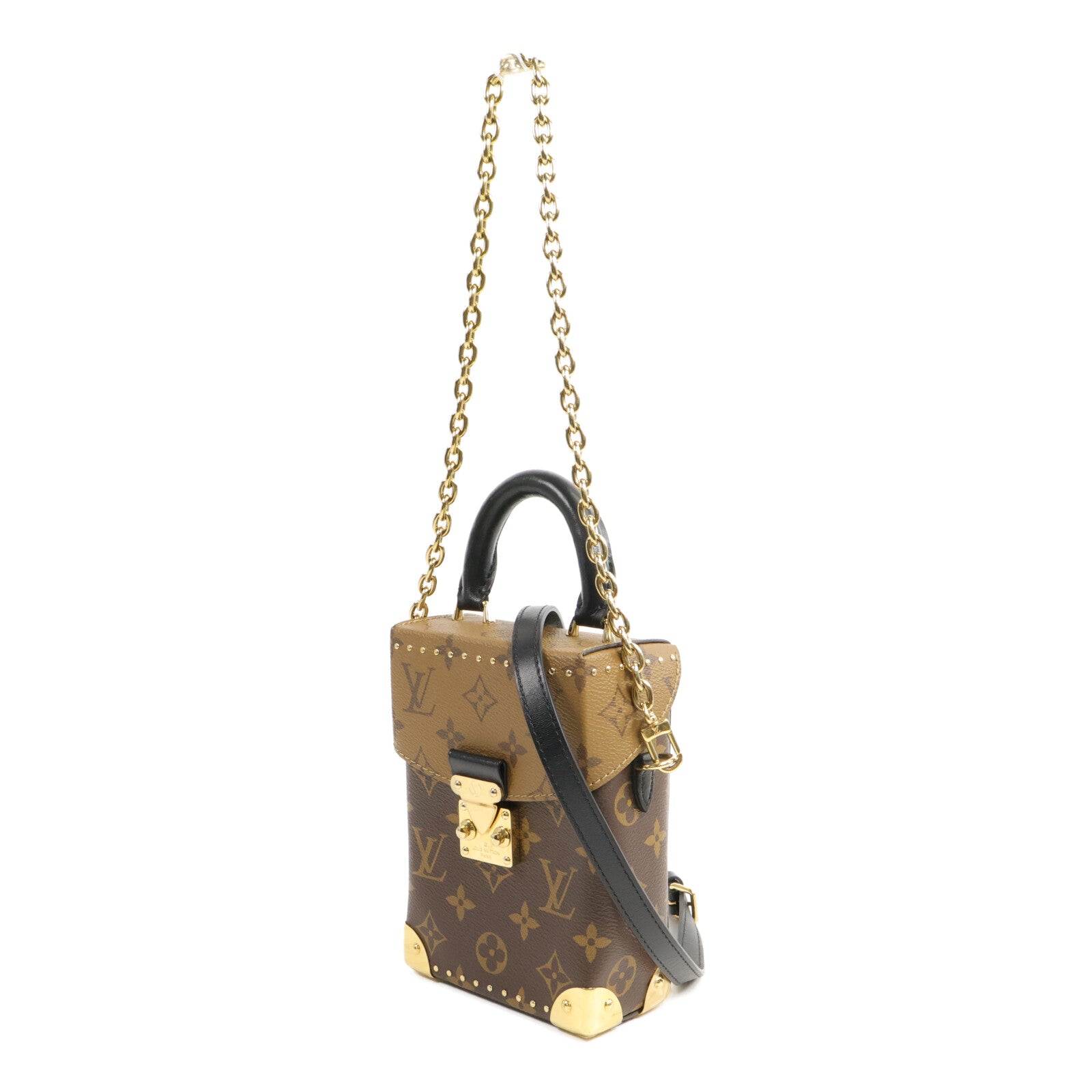 LOUIS VUITTON Monogram Reverse Camera Box鏈帶手挽肩背兩用袋