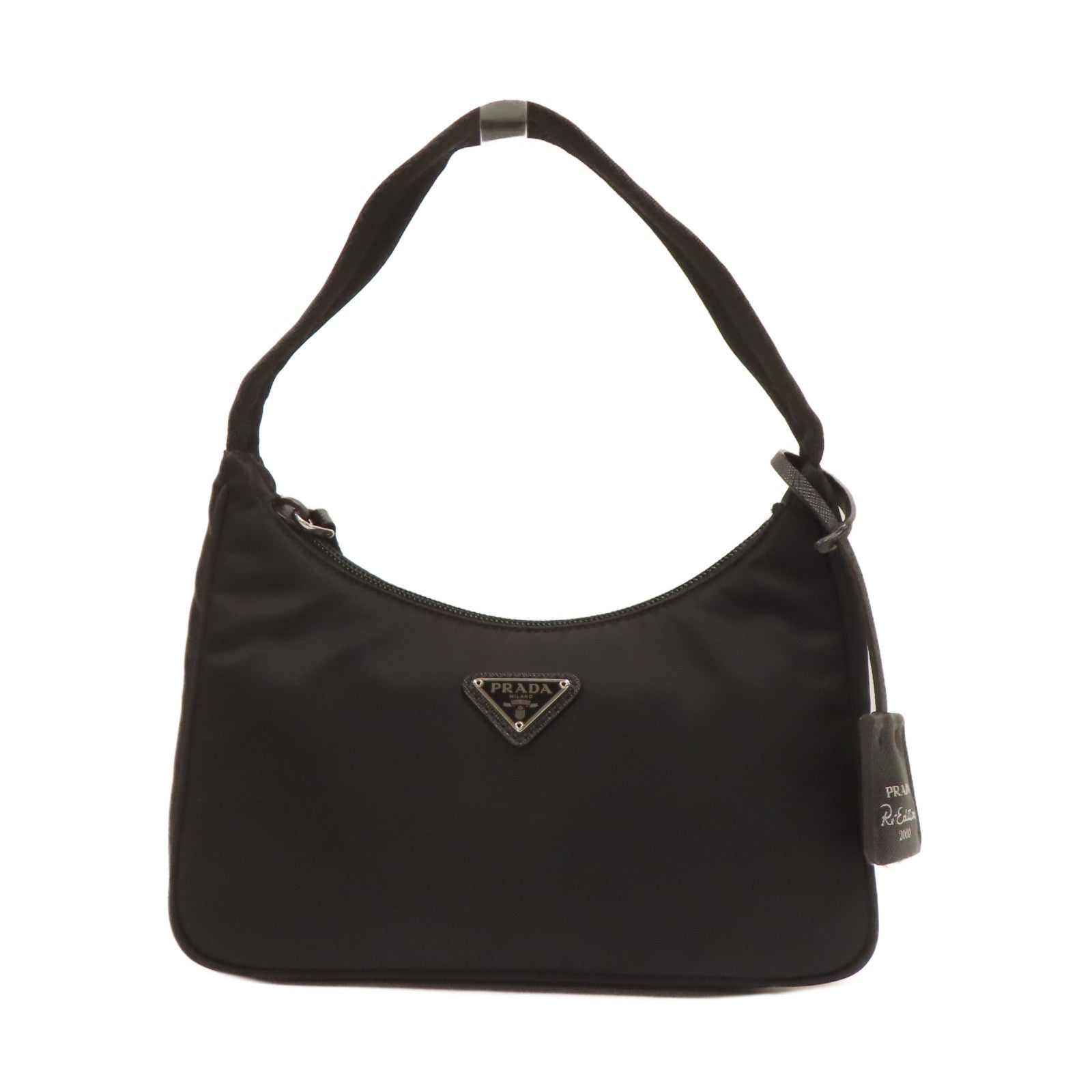 PRADA 【激減優惠】尼龍Handbag銀扣手挽袋黑色