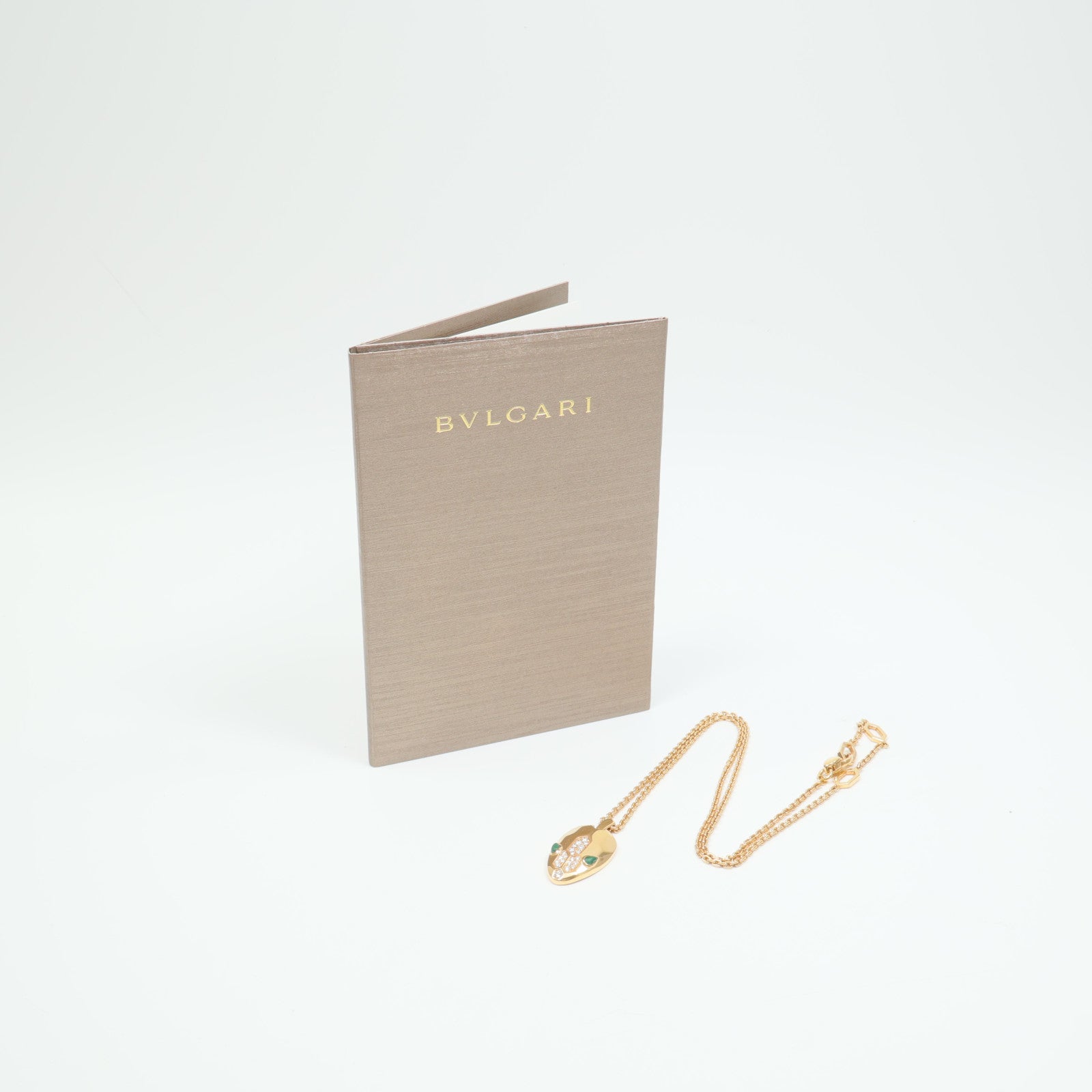 BVLGARI 18K玫瑰金Serpenti Seduttori Necklace孔雀石/鑽石項鍊