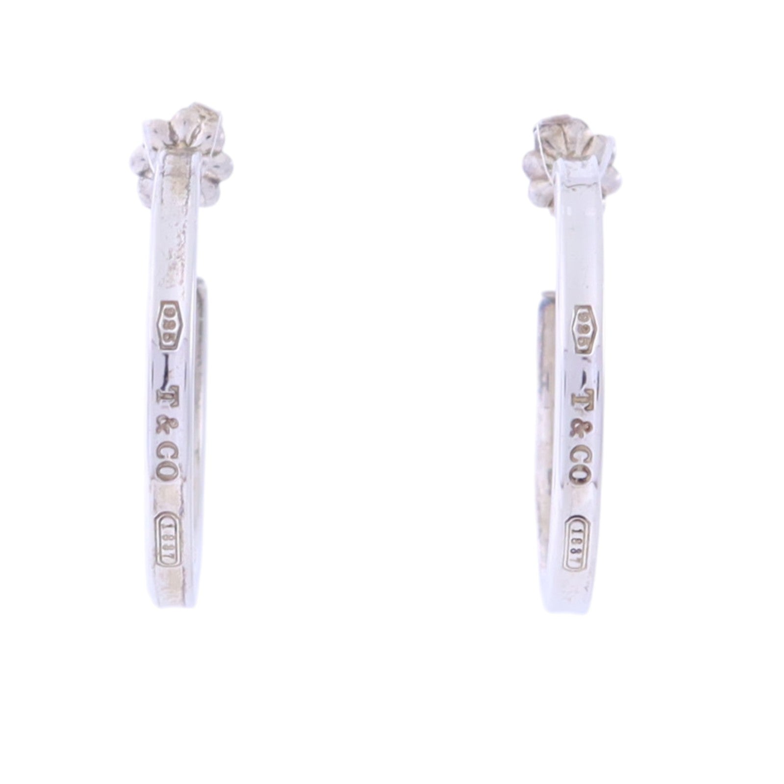 TIFFANY＆CO 925純銀1837 Hoop Earrings銀扣耳環