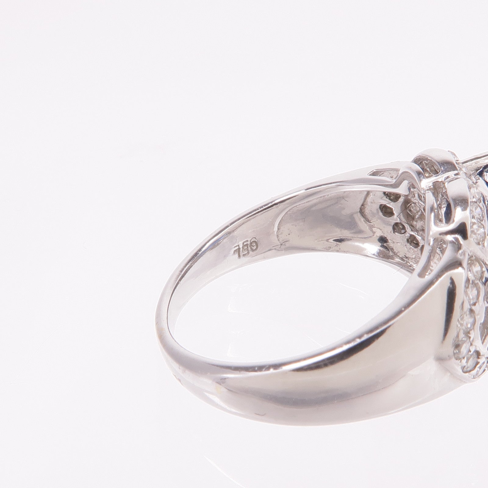 JEWELRY 18K白金Sapphire Diamond Ring藍寶石/鑽石戒指US#4.5