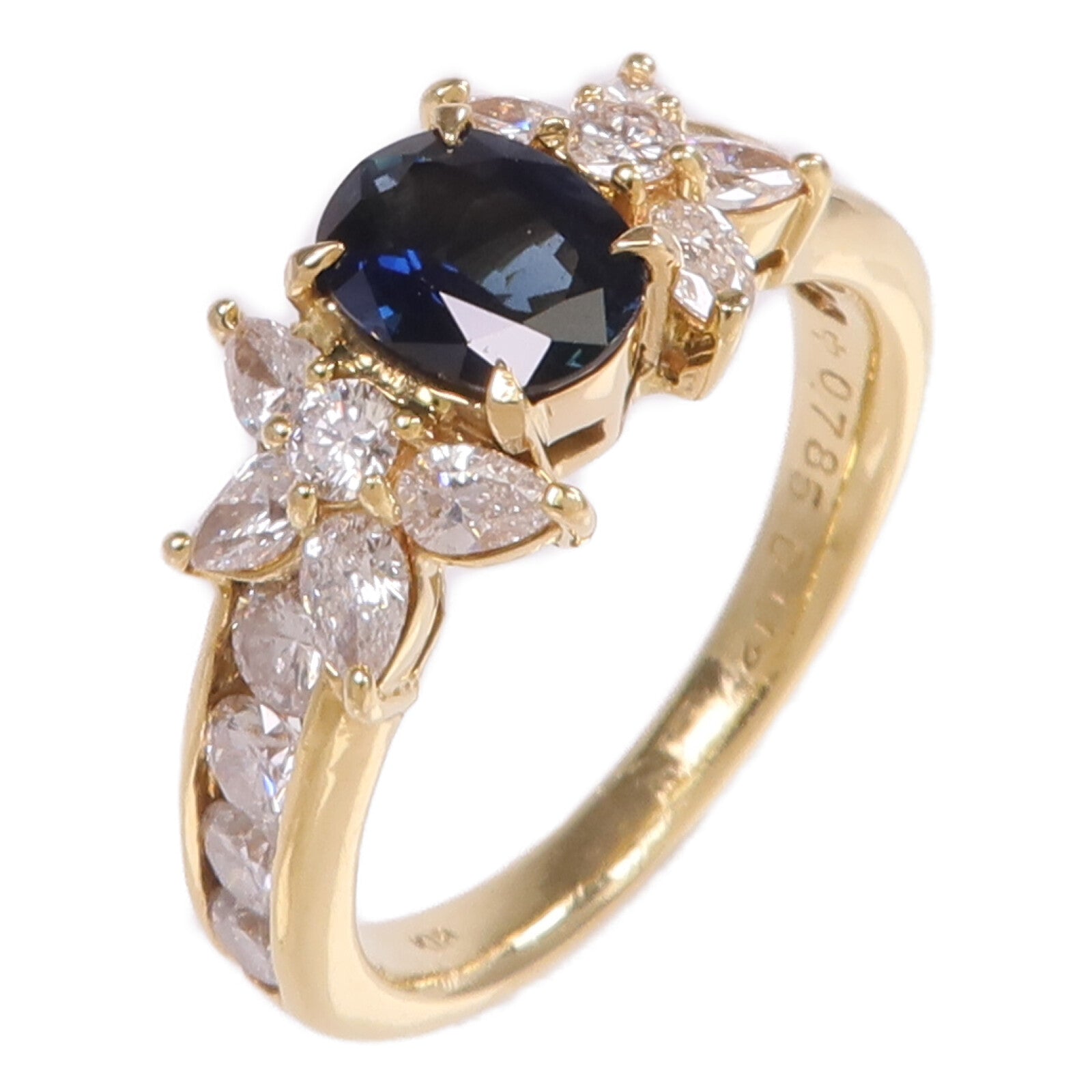JEWELRY 【激減優惠】18K黃金Sapphire Diamond Ring藍寶石/鑽石戒指US#6.25