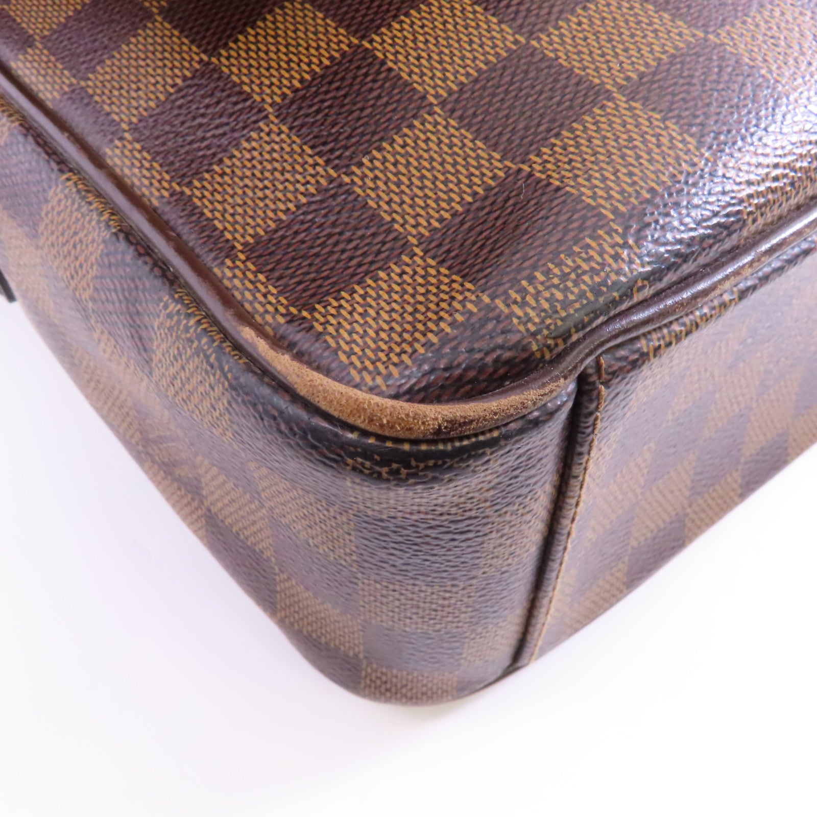 LOUIS VUITTON Damier Shelton GM金扣肩背袋棕色