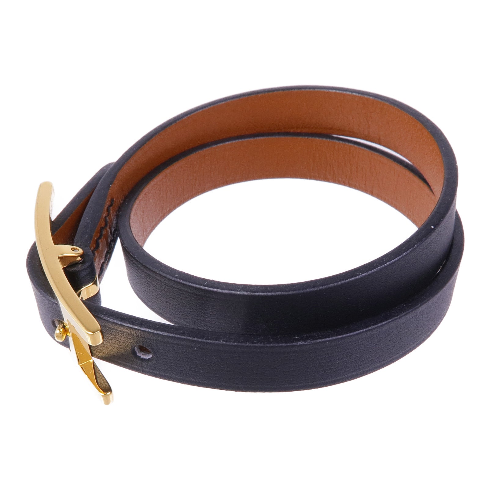 HERMES Swift皮革Behapi Double Tour金扣手帶Noir