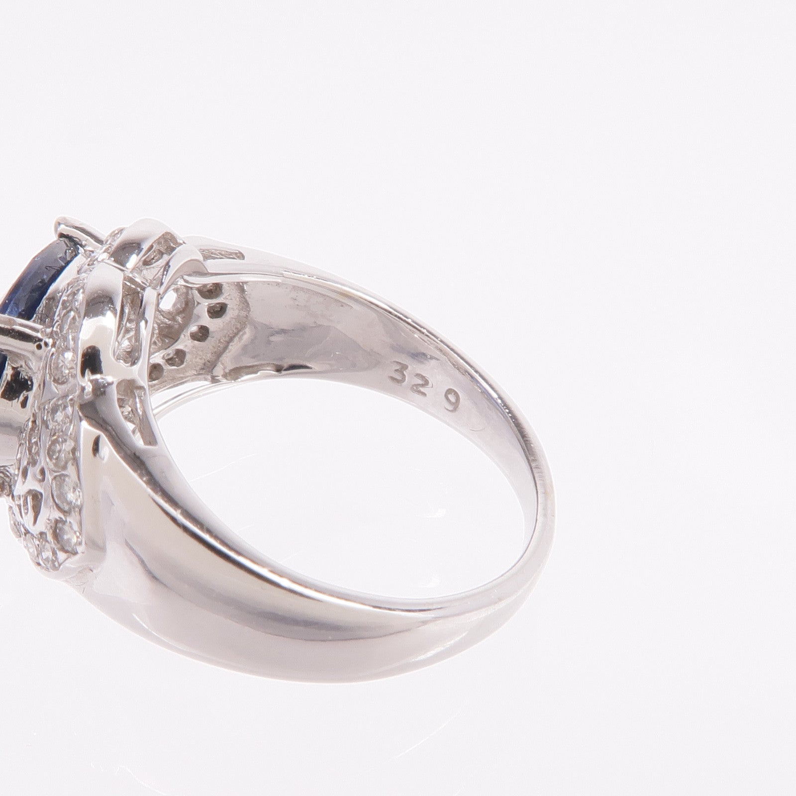 JEWELRY 18K白金Sapphire Diamond Ring藍寶石/鑽石戒指US#4.5