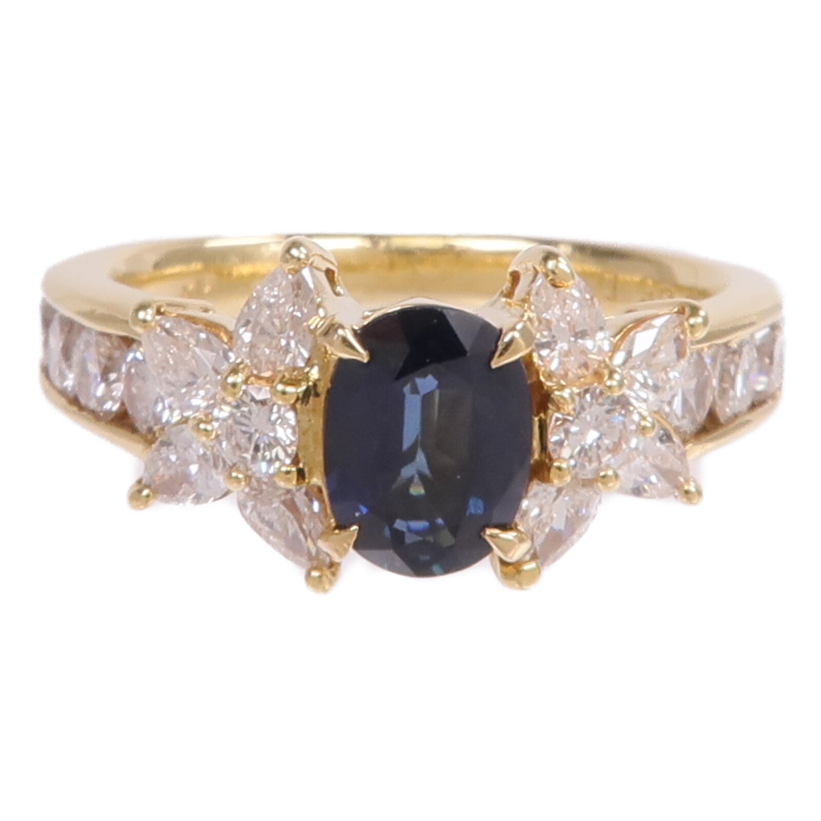 JEWELRY 【激減優惠】18K黃金Sapphire Diamond Ring藍寶石/鑽石戒指US#6.25