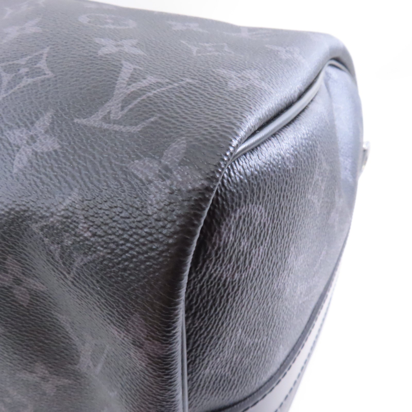 LOUIS VUITTON Monogram Eclipse Keepall Bandouliere 45銀扣手挽肩背兩用袋黑色