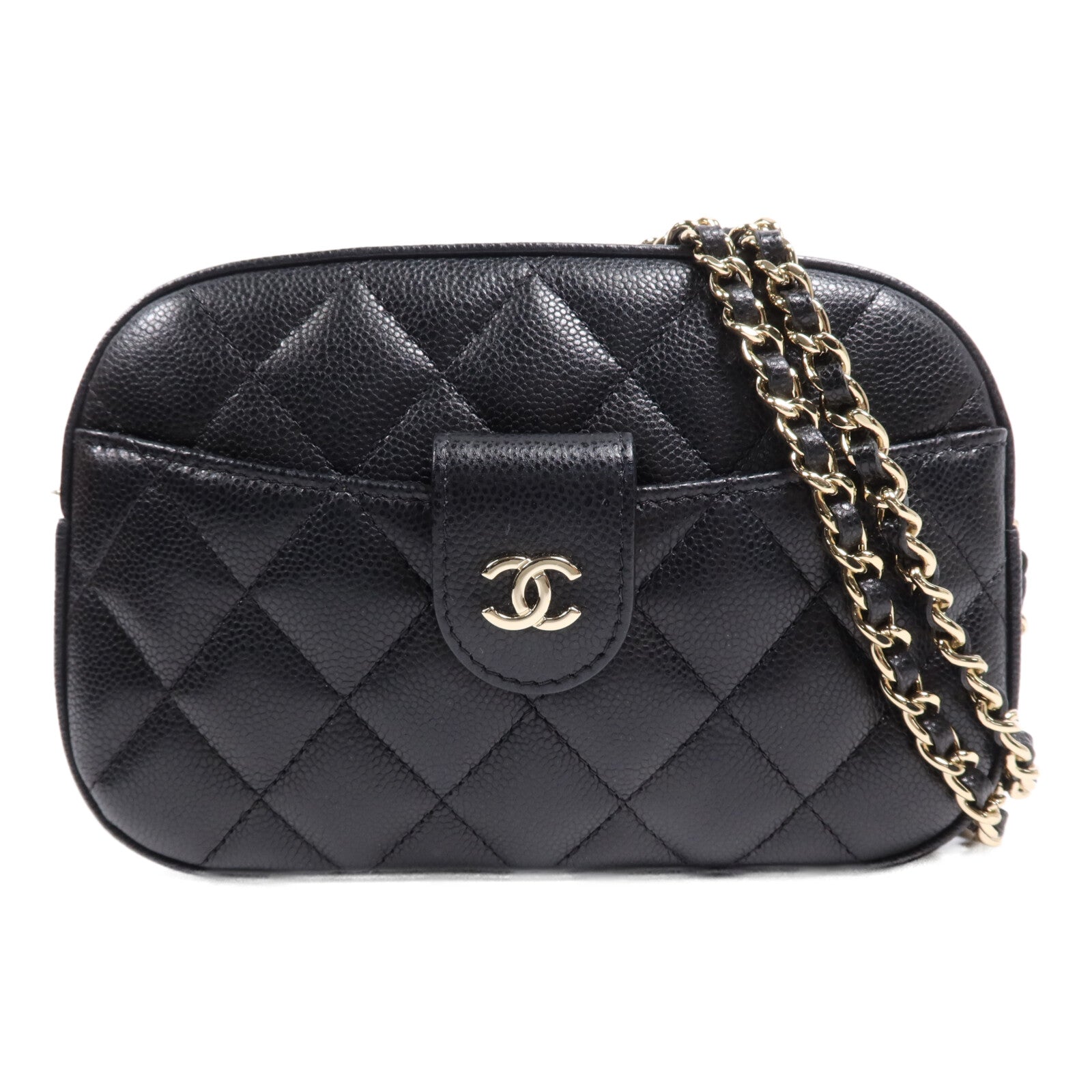 CHANEL 牛皮皮革Chain Shoulder Bag金扣鏈帶肩背袋