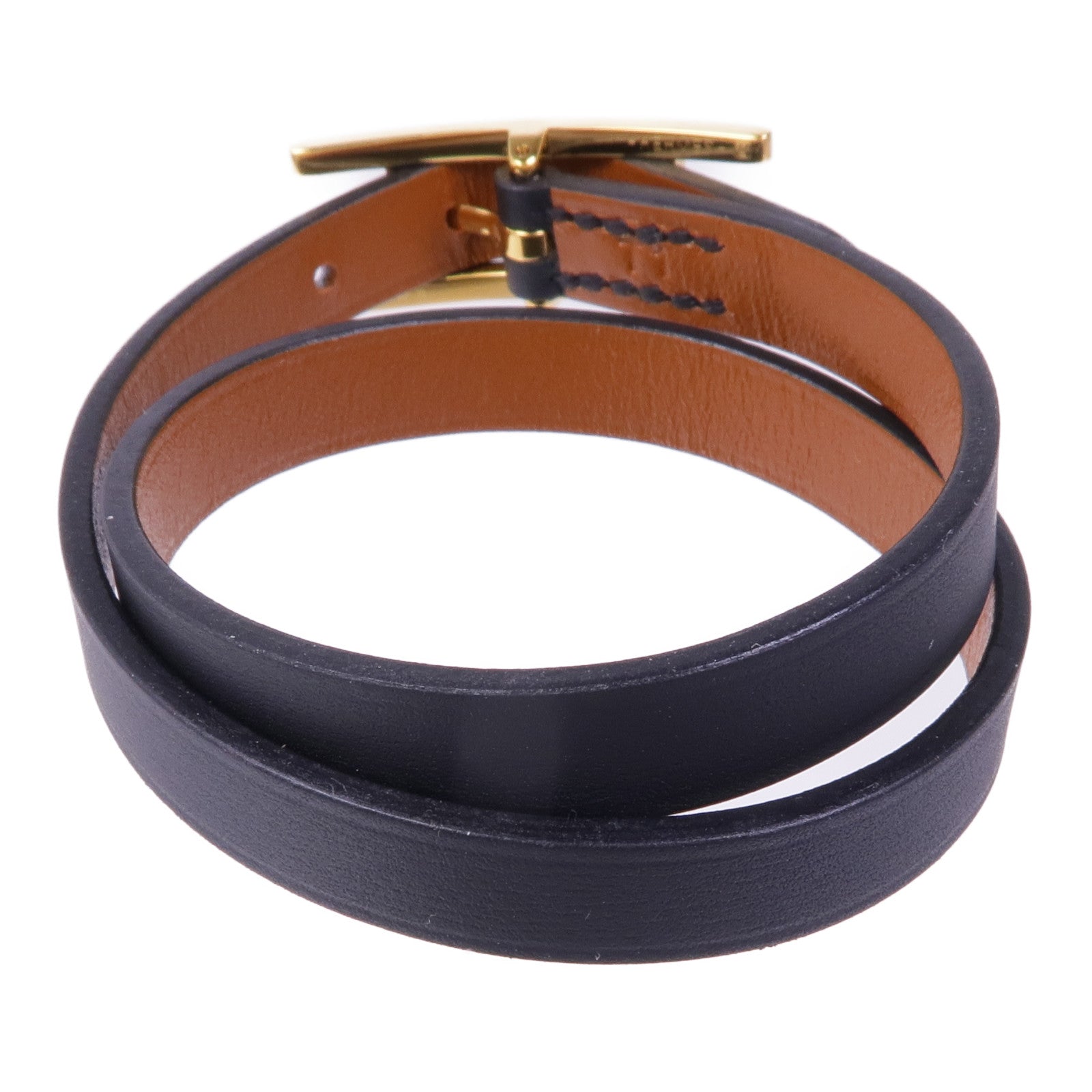 HERMES Swift皮革Behapi Double Tour金扣手帶Noir