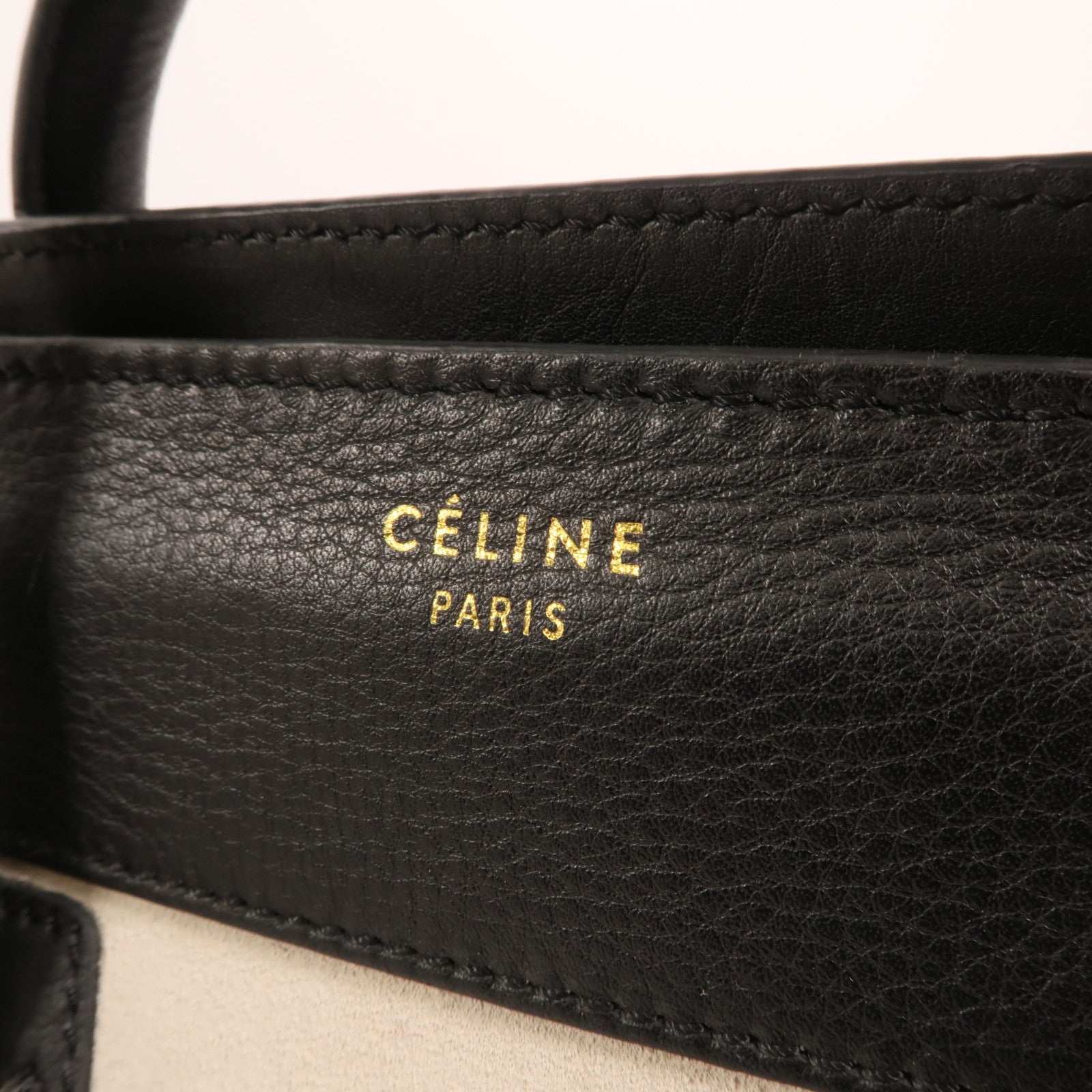 CELINE 牛皮/麂皮皮革Medium Luggage金扣手挽袋