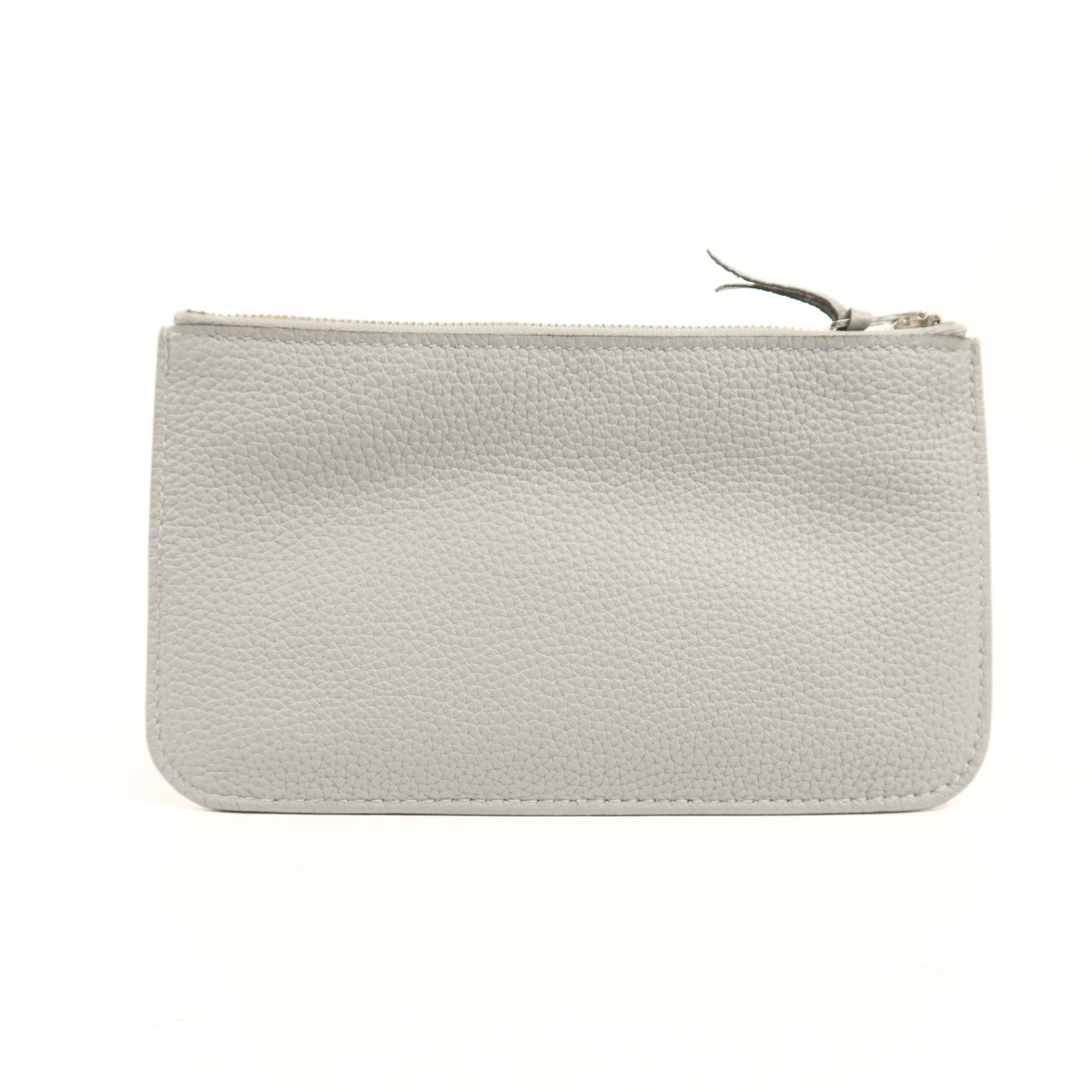 HERMES Clemence皮革Dogon GM銀扣長錢包Gris Mouette