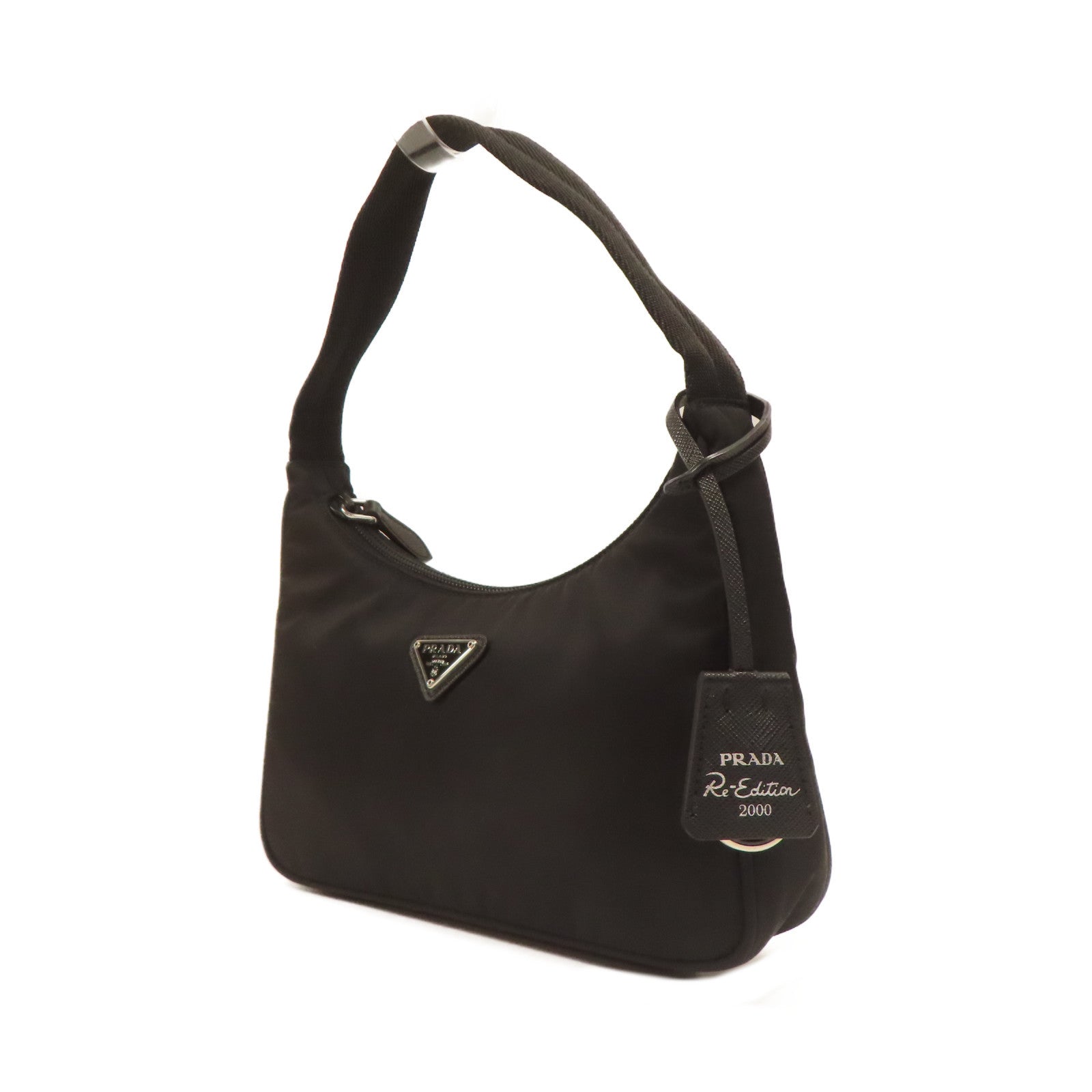 PRADA 【激減優惠】尼龍Handbag銀扣手挽袋黑色