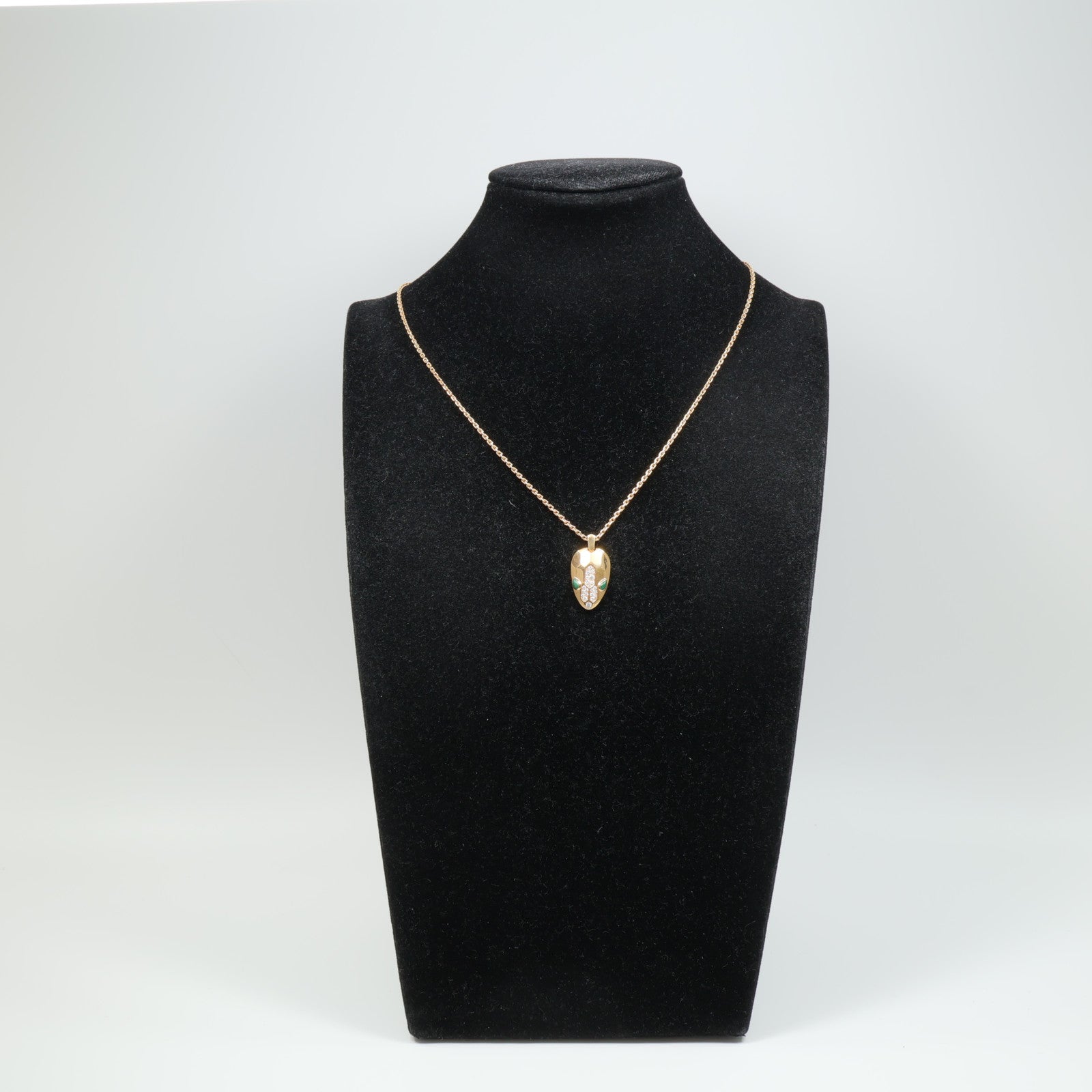 BVLGARI 18K玫瑰金Serpenti Seduttori Necklace孔雀石/鑽石項鍊