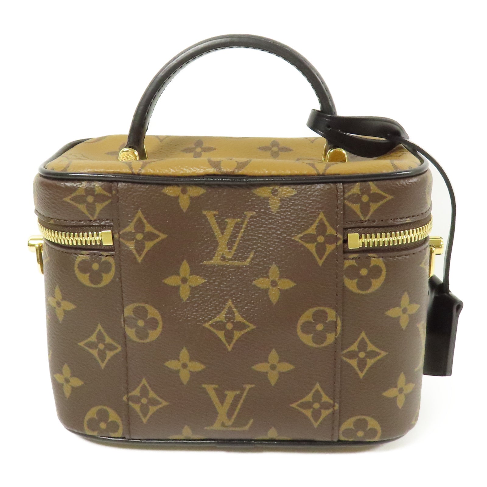 LOUIS VUITTON Monogram Reverse Vanity PM金扣手挽肩背兩用袋棕色