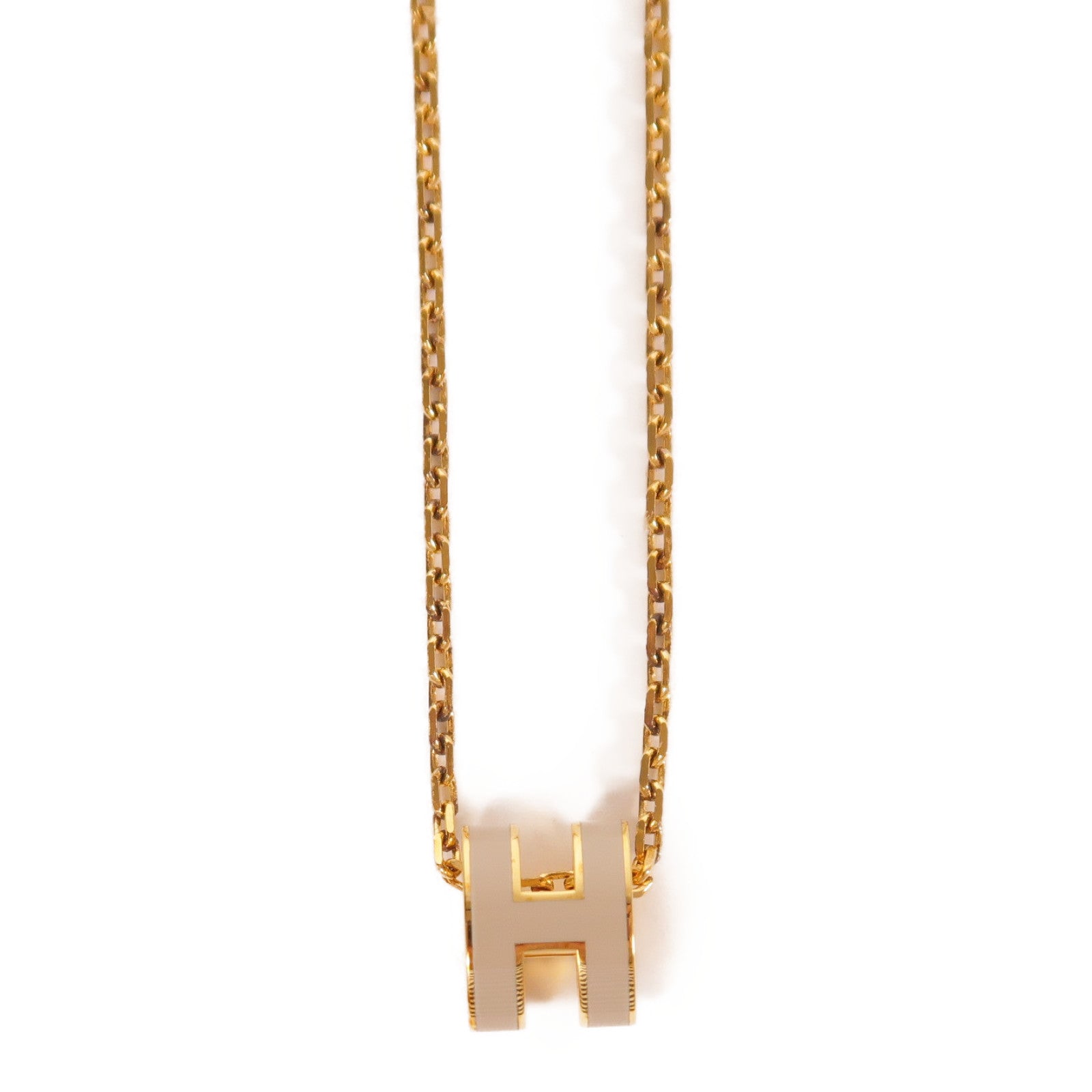 HERMES 金屬/琺瑯Mini POP H Necklace金扣項鏈Chai