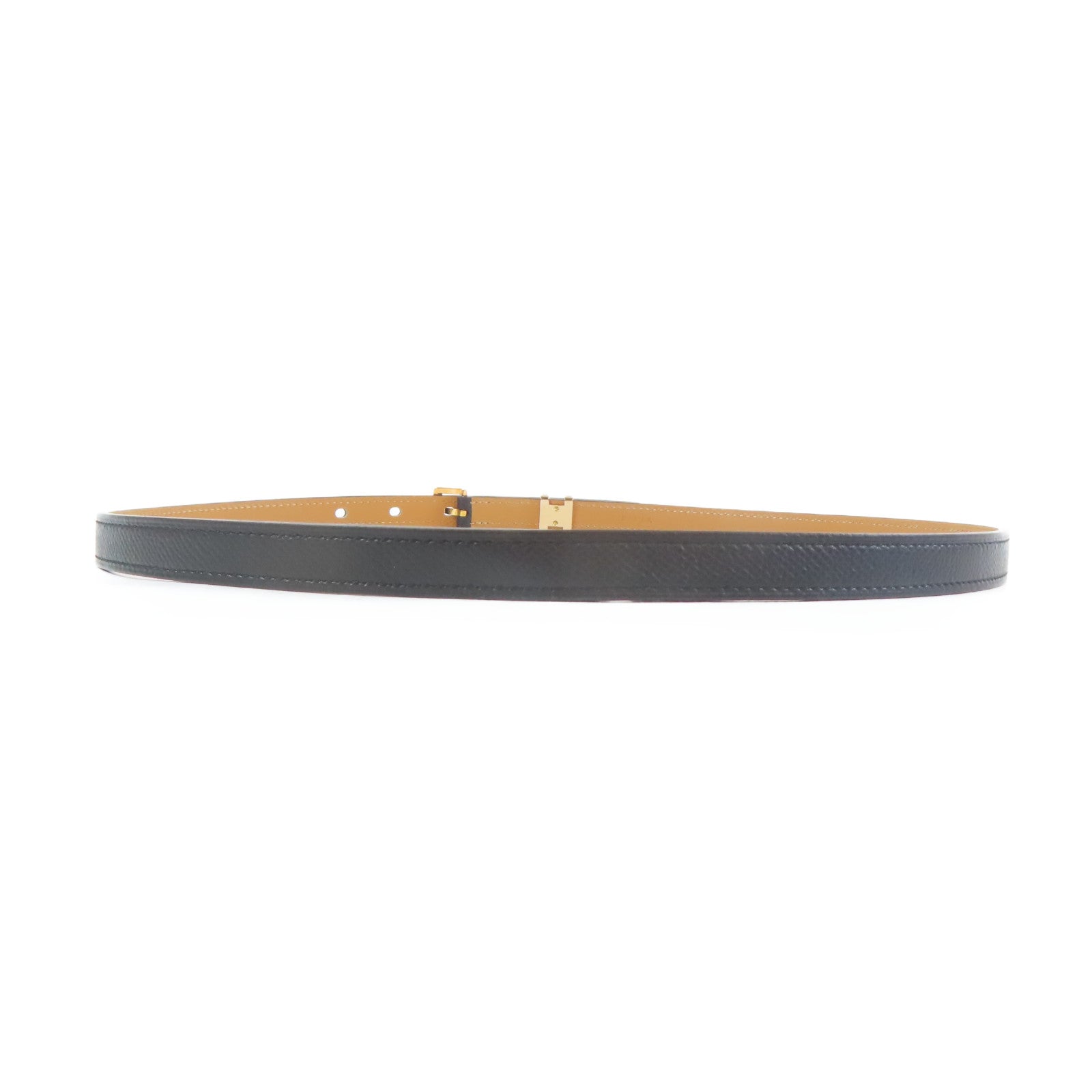 HERMES Veau Epsom皮革Pop H Belt金扣皮帶黑色