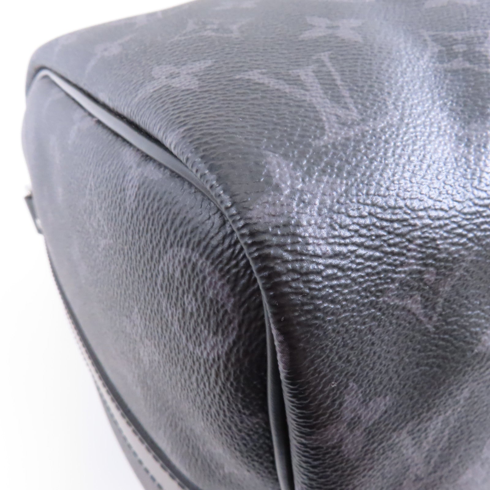 LOUIS VUITTON Monogram Eclipse Keepall Bandouliere 45銀扣手挽肩背兩用袋黑色