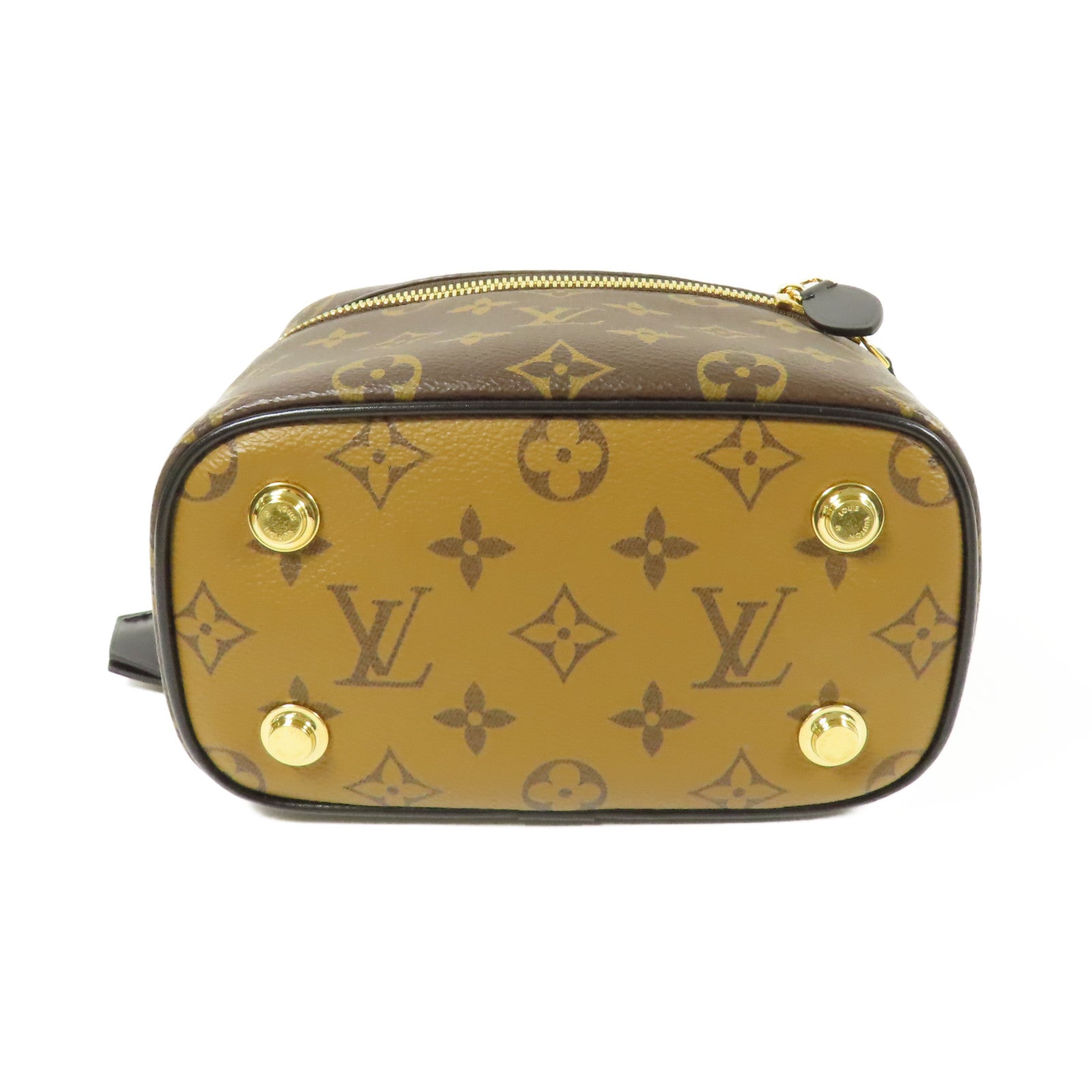 LOUIS VUITTON Monogram Reverse Vanity PM金扣手挽肩背兩用袋棕色