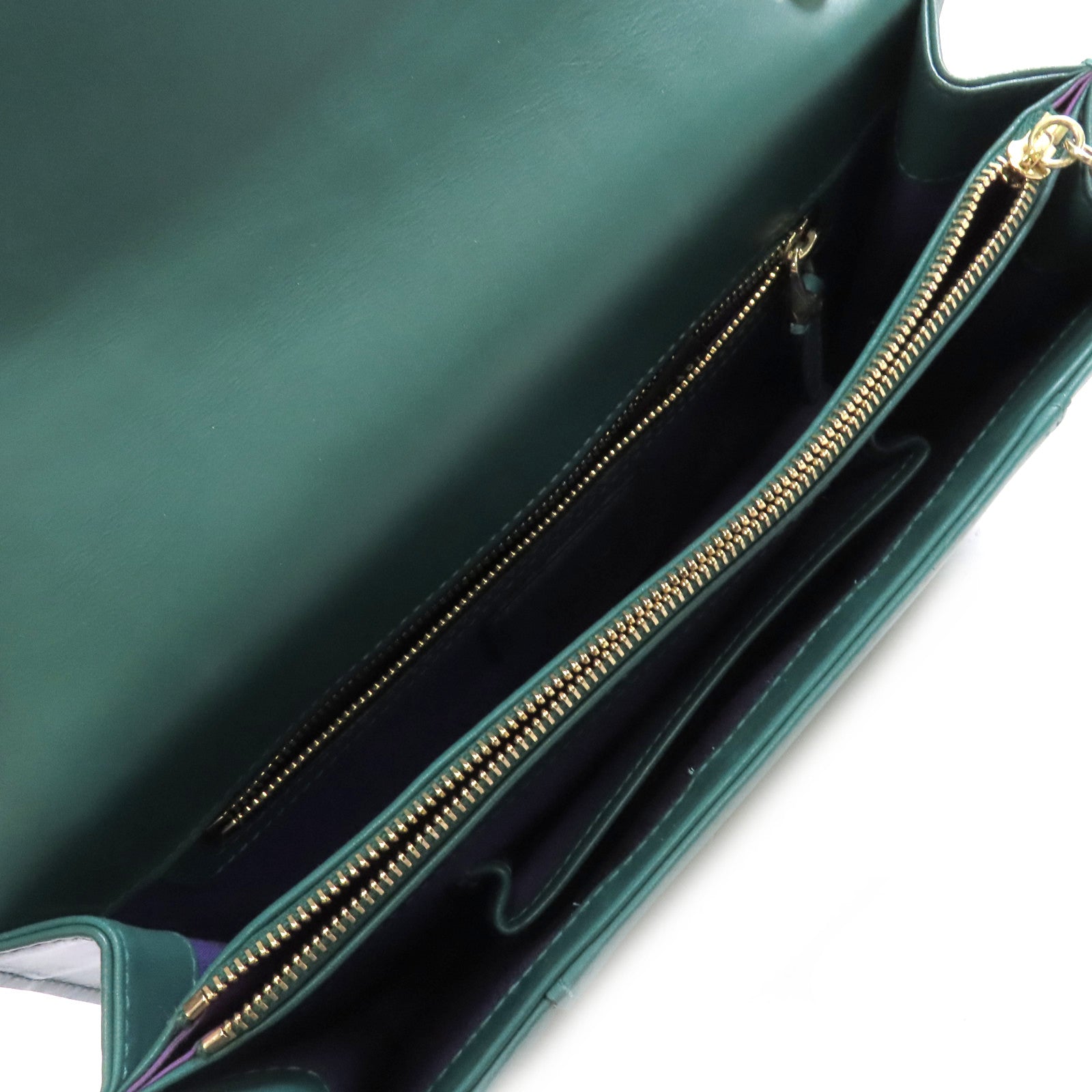BVLGARI 牛皮皮革Serpenti Forever Shoulder Bag銀扣鏈帶肩背綠色