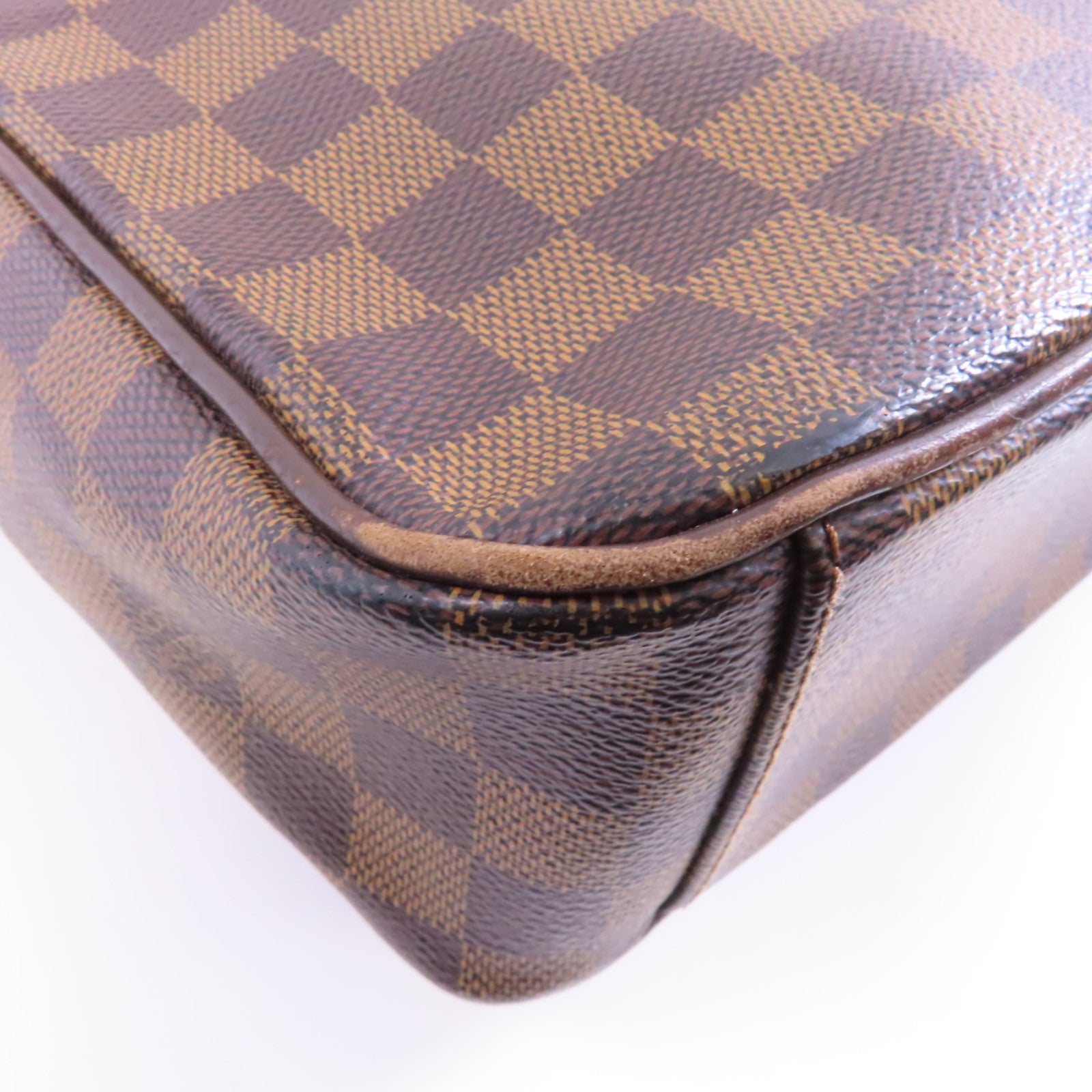 LOUIS VUITTON Damier Shelton GM金扣肩背袋棕色