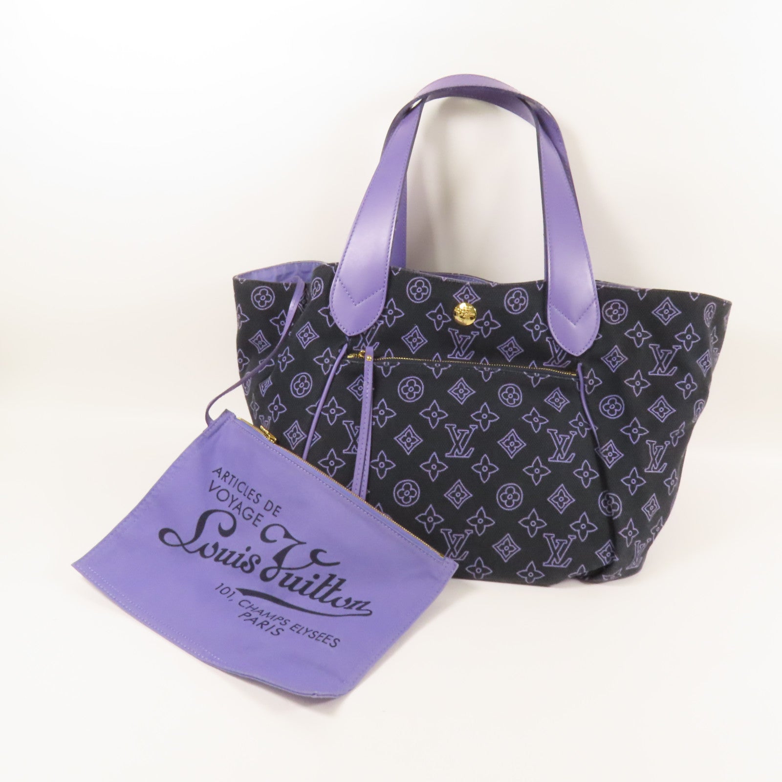 LOUIS VUITTON 帆布Cabas Ipanema PM金扣肩背袋