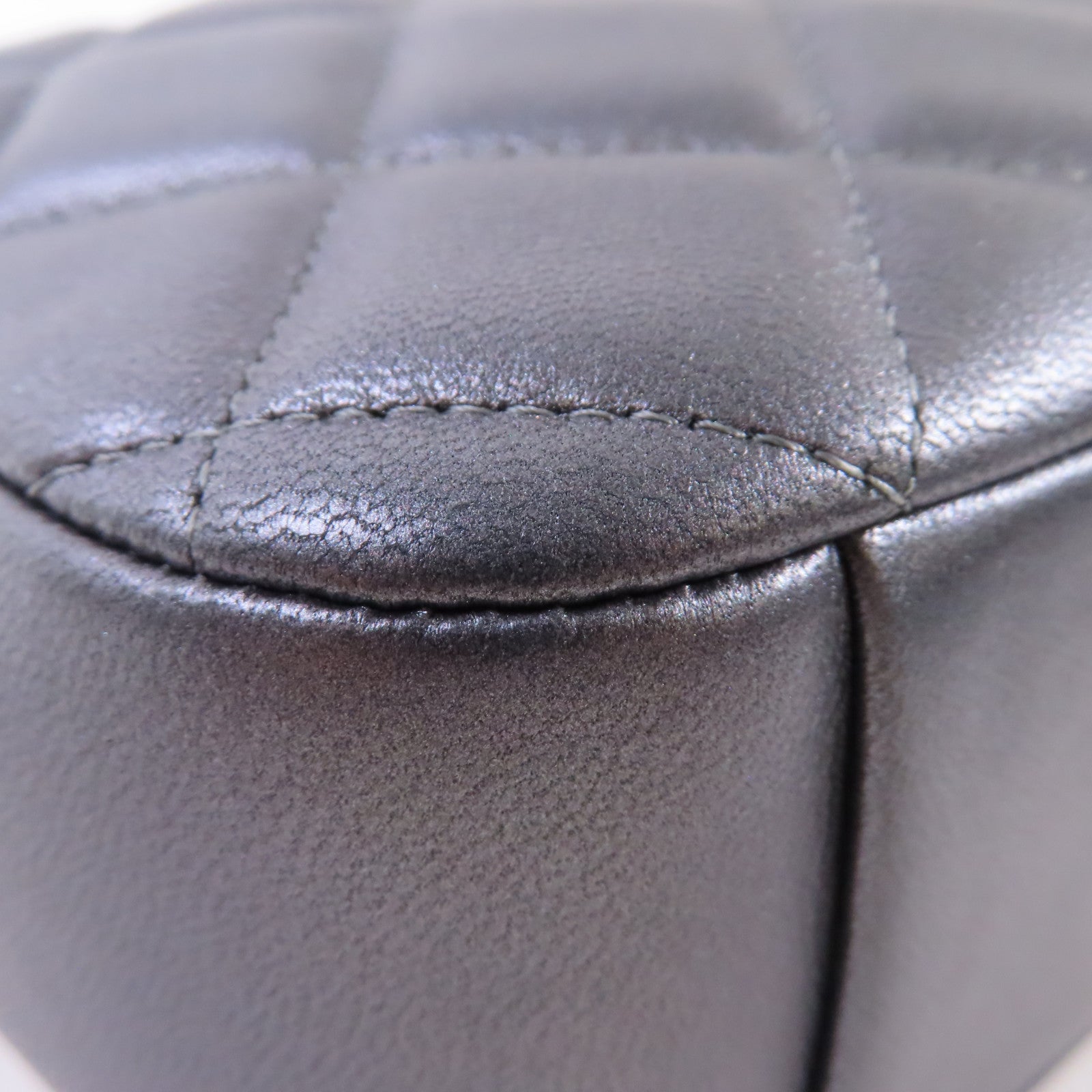 CHANEL 【激減優惠】菱格牛皮皮革Chain Shoulder Bag銀扣鏈帶肩背袋銀灰色