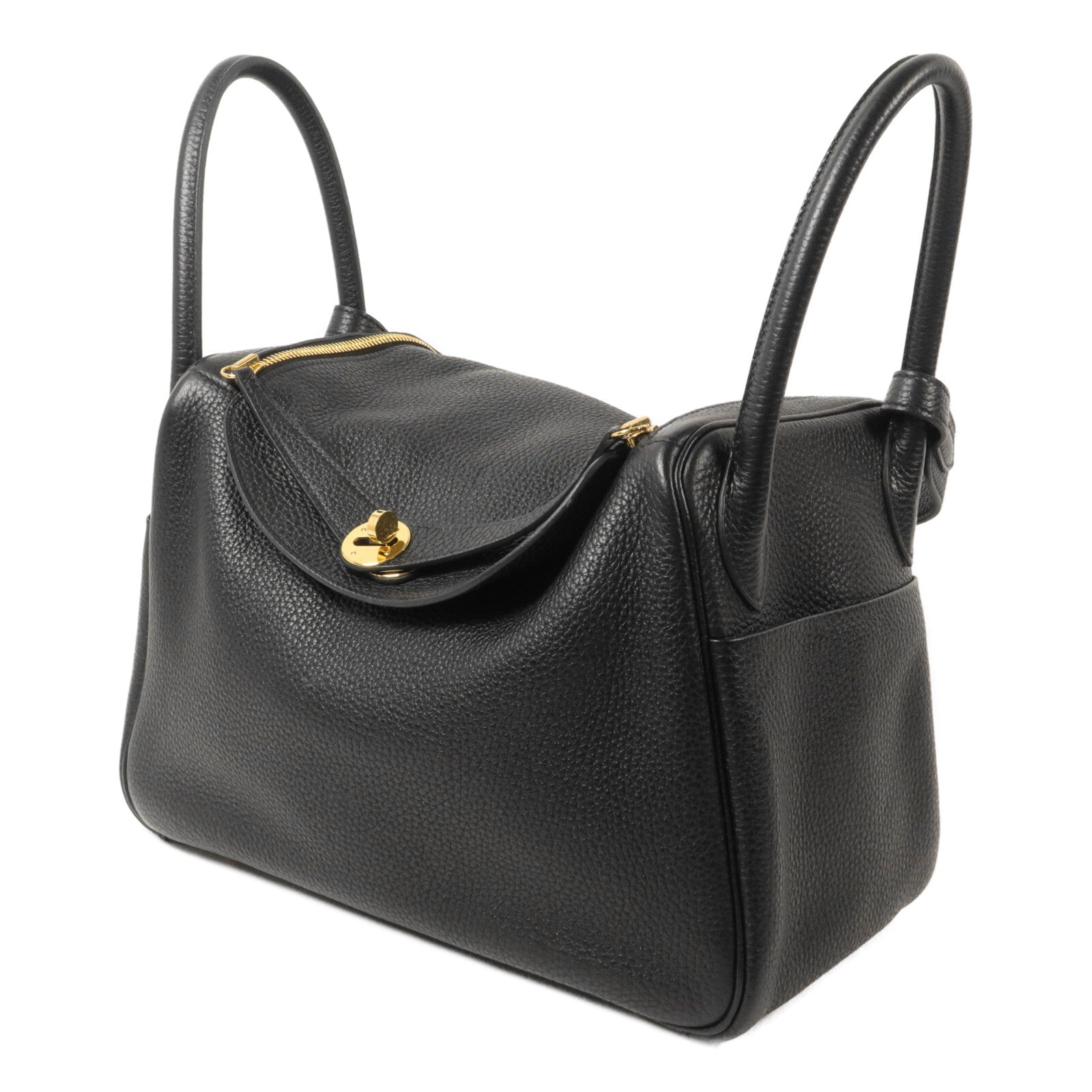 HERMES Clemence皮革Lindy 30手挽肩背兩用袋Noir
