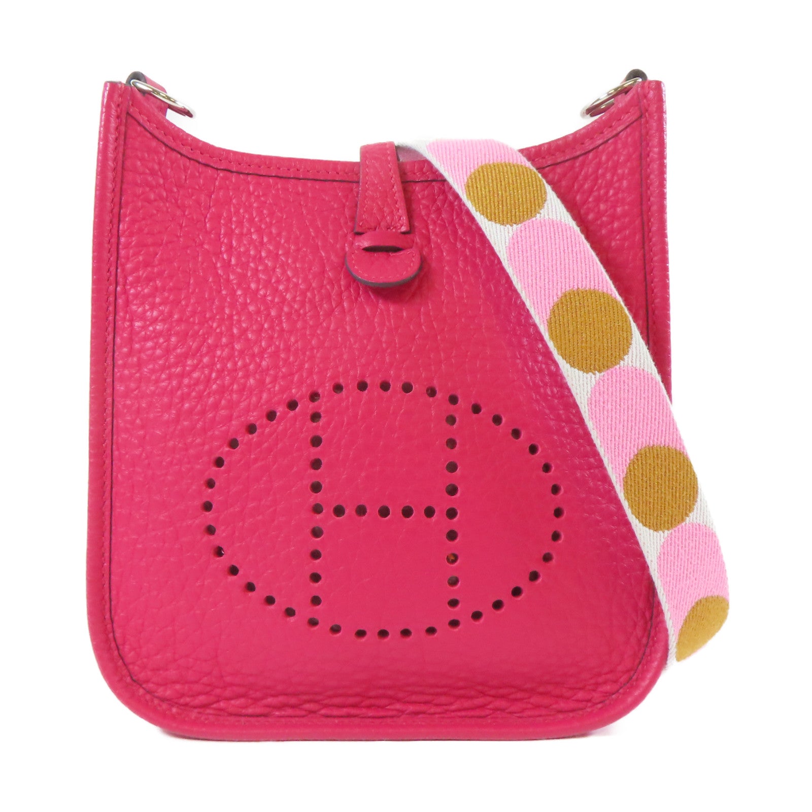 HERMES 【激減優惠】Taurillon Clemence皮革Evelyne TPM Shoulder Bag銀扣肩背袋粉紅色