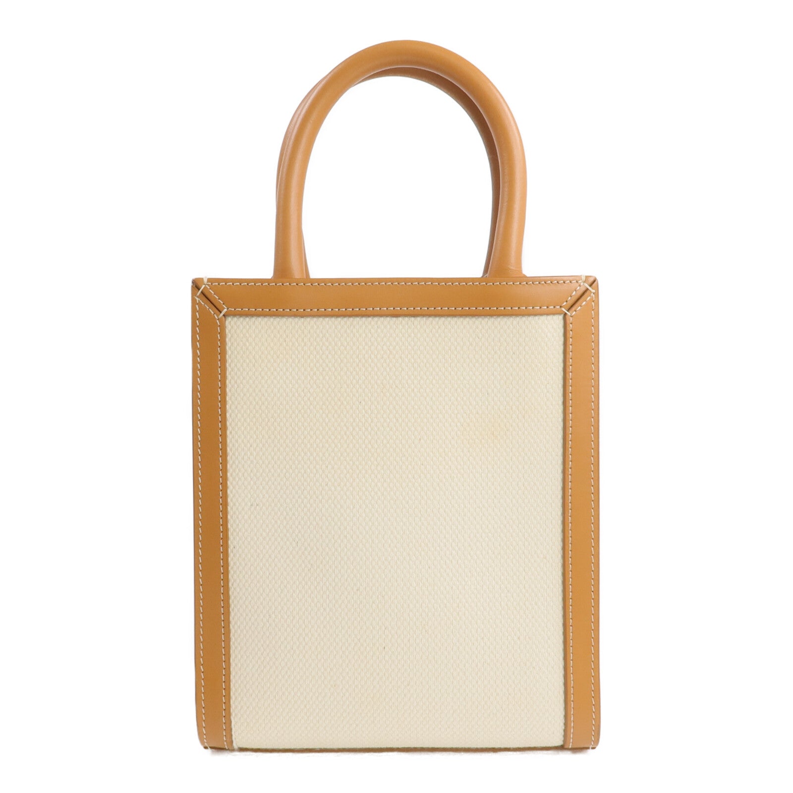 CELINE 帆布/牛皮皮革Mini Cabas Vertical金扣手挽肩背兩用袋