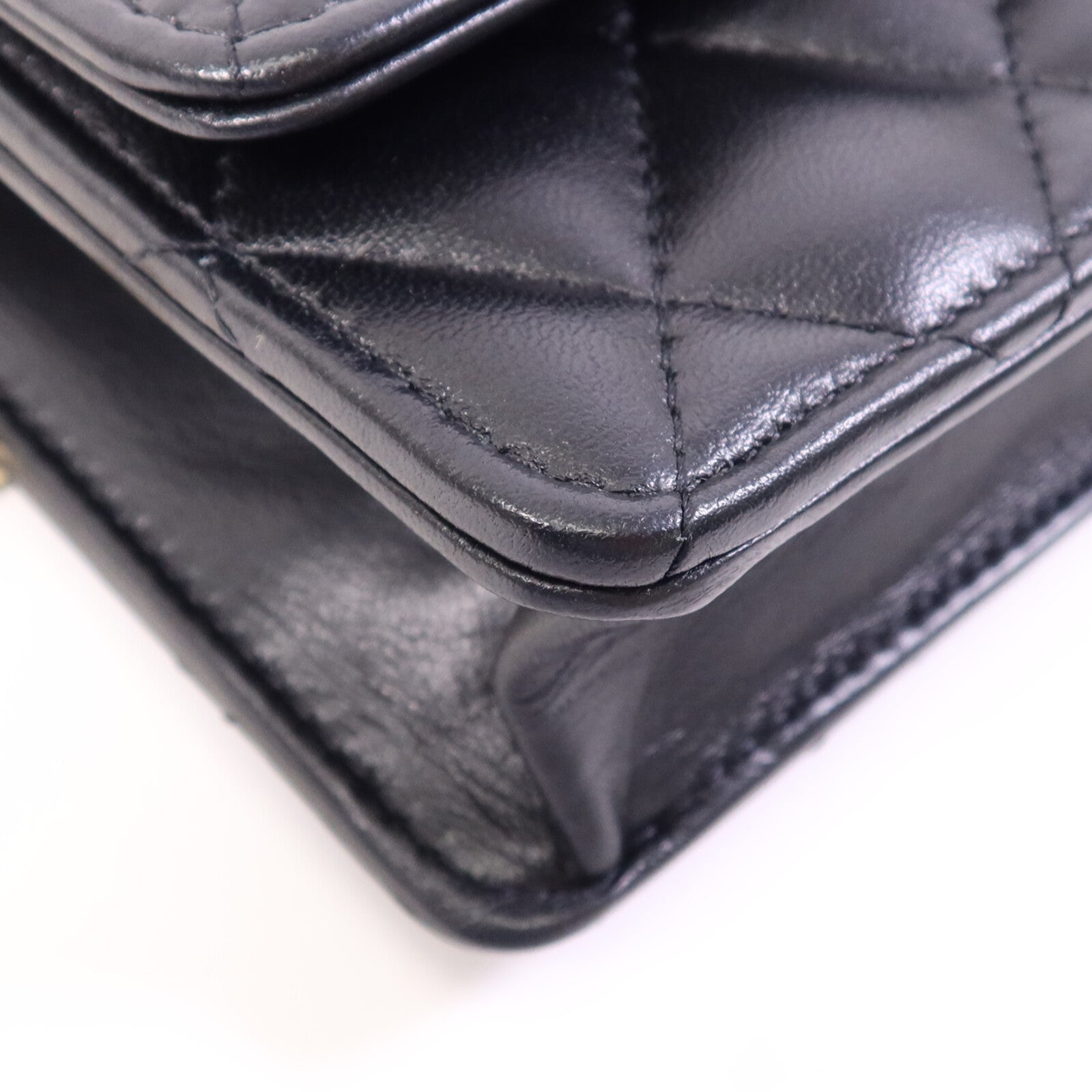 CHANEL 羊皮皮革WOC Wallet On Chain Handle金扣鏈帶手挽肩背兩用袋