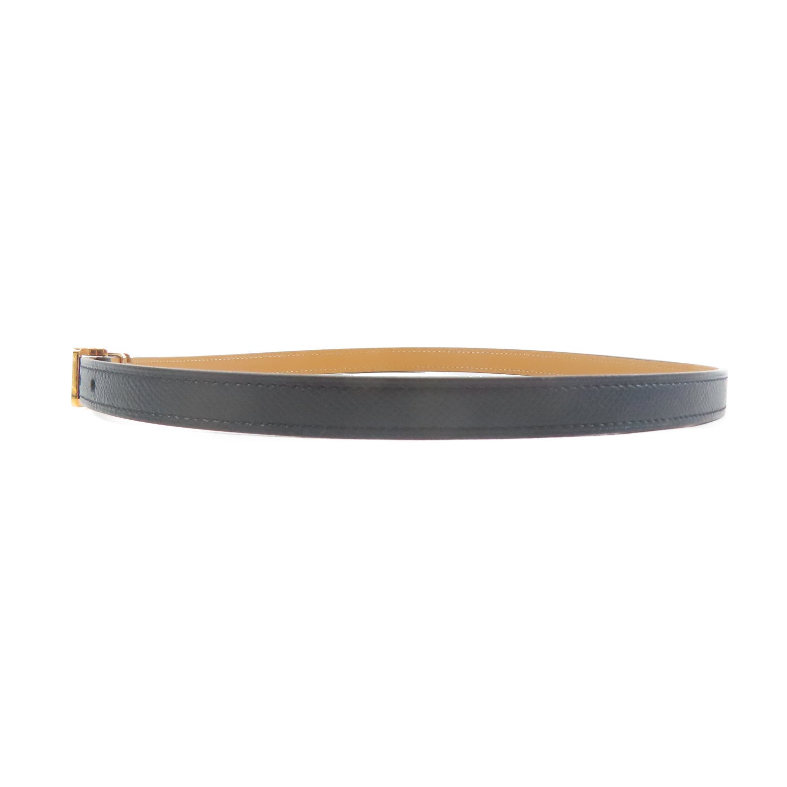 HERMES Veau Epsom皮革Pop H Belt金扣皮帶黑色