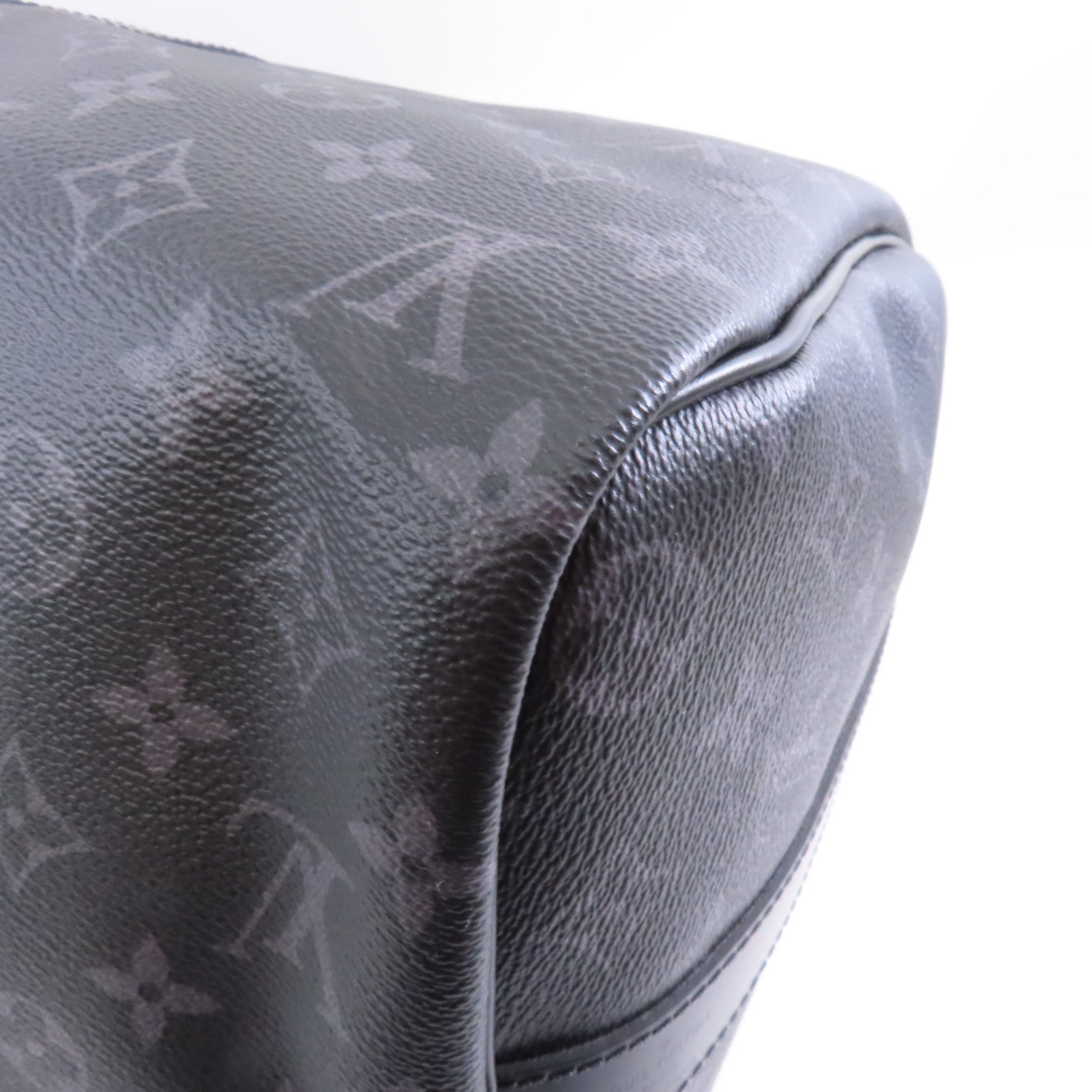 LOUIS VUITTON Monogram Eclipse Keepall Bandouliere 45銀扣手挽肩背兩用袋黑色