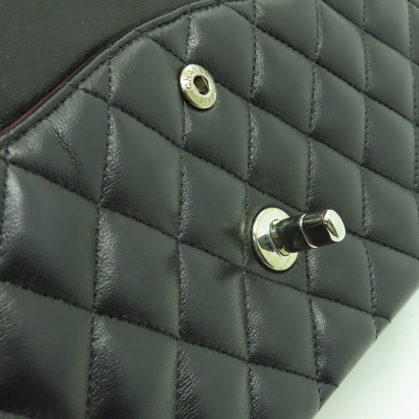 CHANEL 【清倉大減價】菱格羊皮皮革Classic 25銀扣鏈帶肩背袋黑色