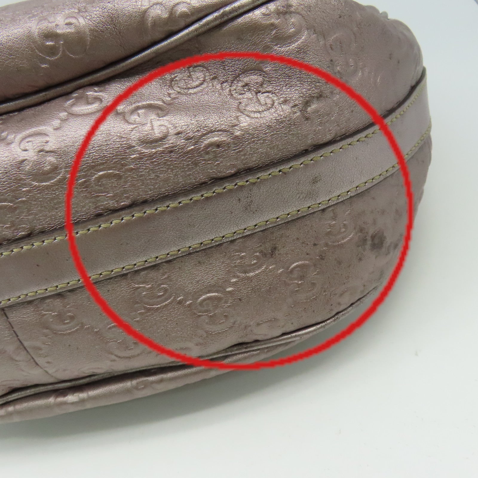 GUCCI 【清倉大減價】牛皮皮革Shoulder Bag肩背袋銀淺紫紅色