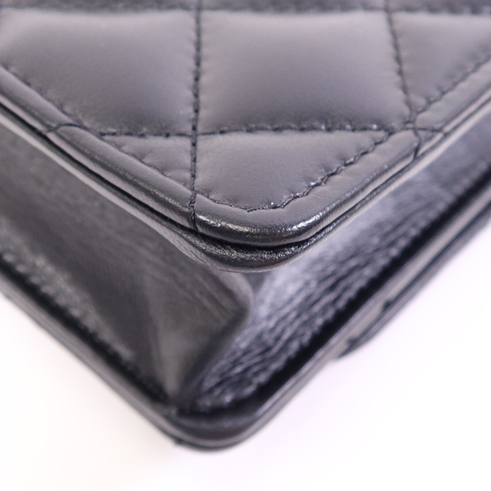 CHANEL 羊皮皮革WOC Wallet On Chain Handle金扣鏈帶手挽肩背兩用袋