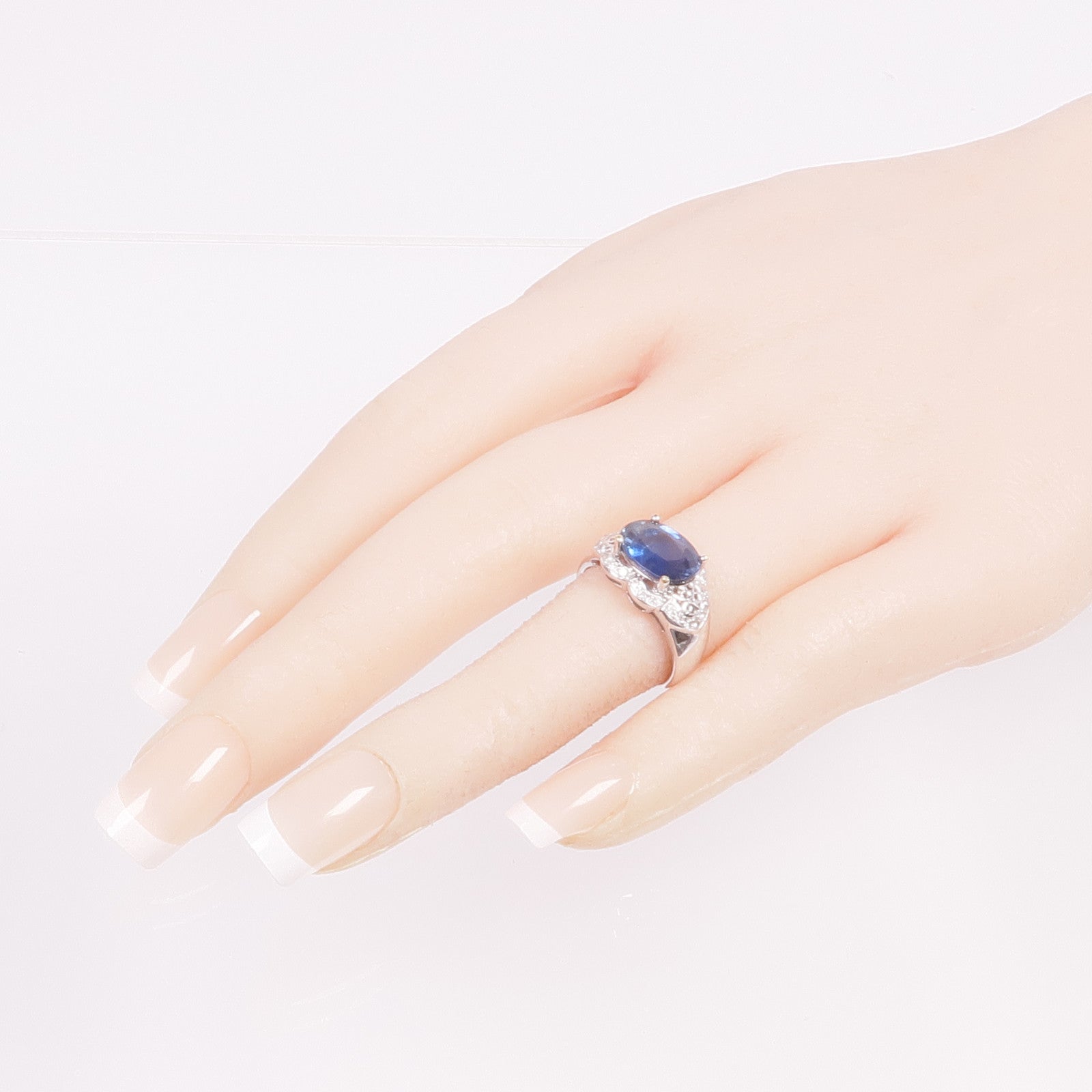 JEWELRY 18K白金Sapphire Diamond Ring藍寶石/鑽石戒指US#4.5