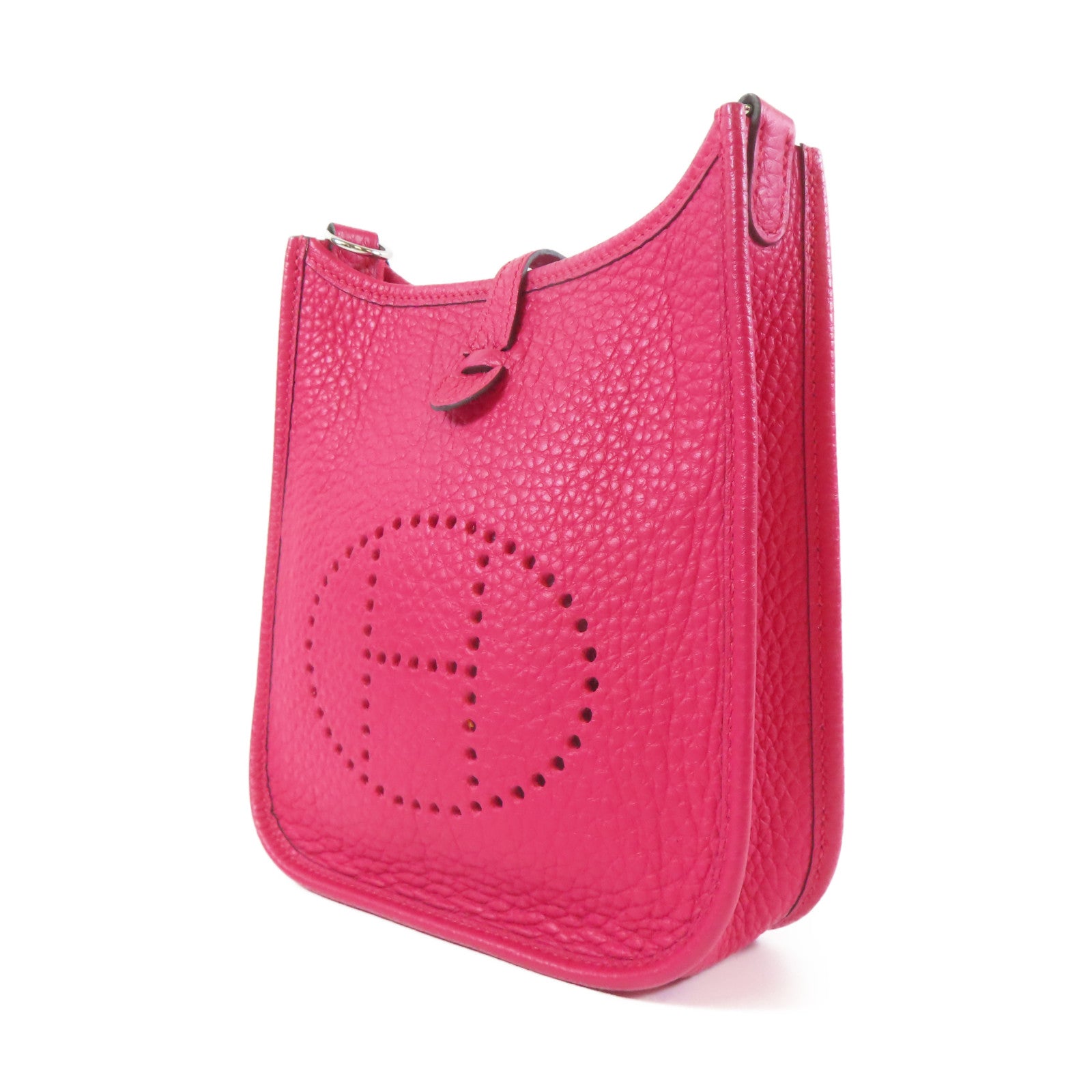 HERMES 【激減優惠】Taurillon Clemence皮革Evelyne TPM Shoulder Bag銀扣肩背袋粉紅色