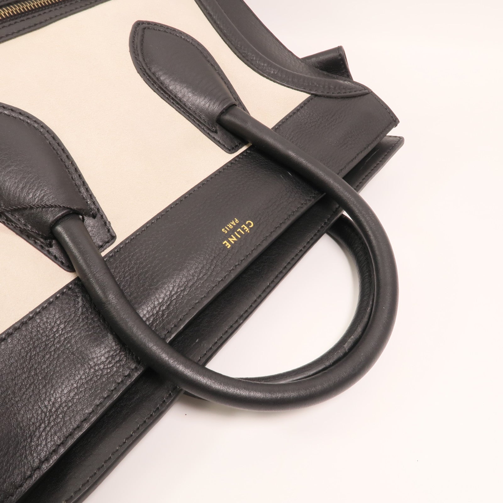 CELINE 牛皮/麂皮皮革Medium Luggage金扣手挽袋
