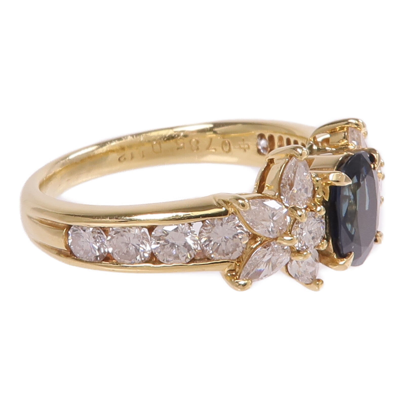 JEWELRY 【激減優惠】18K黃金Sapphire Diamond Ring藍寶石/鑽石戒指US#6.25