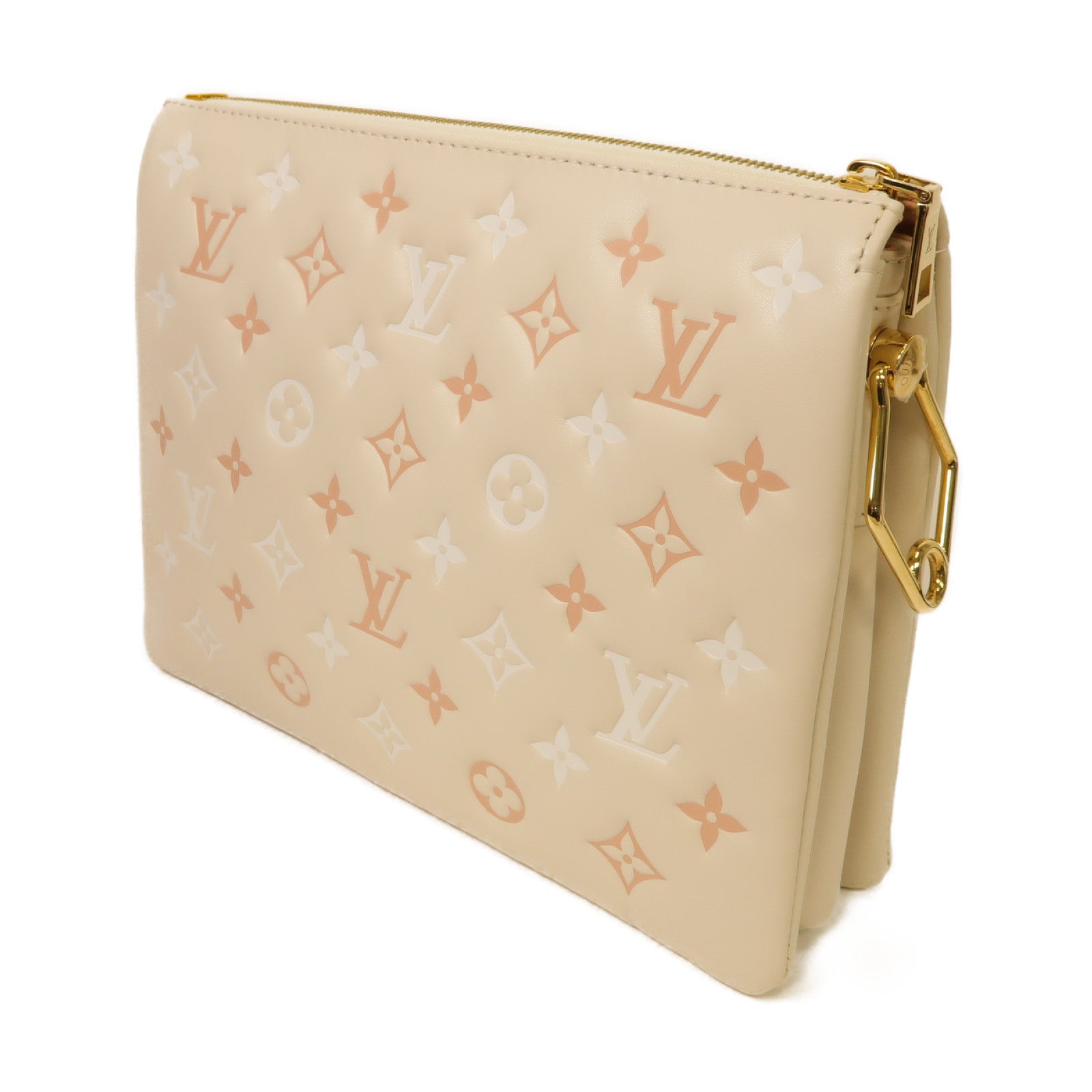 LOUIS VUITTON Monogram Coussin PM金扣手挽肩背兩用袋米色粉紅色