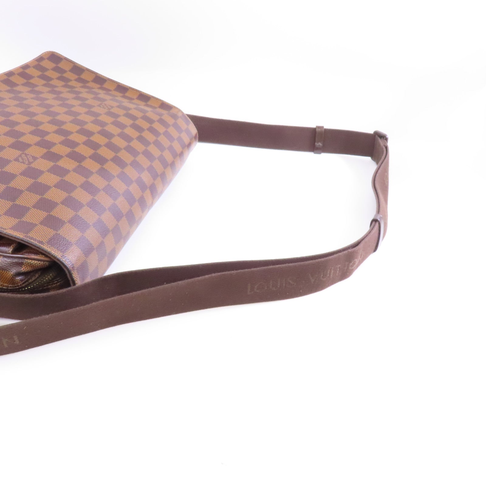 LOUIS VUITTON Damier Shelton GM金扣肩背袋棕色
