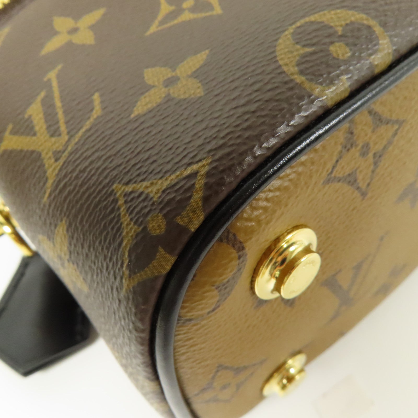 LOUIS VUITTON Monogram Reverse Vanity PM金扣手挽肩背兩用袋棕色
