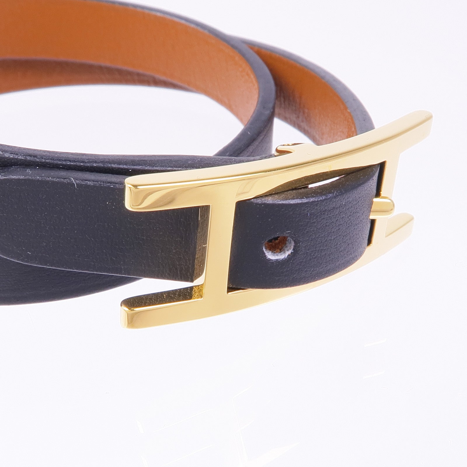 HERMES Swift皮革Behapi Double Tour金扣手帶Noir