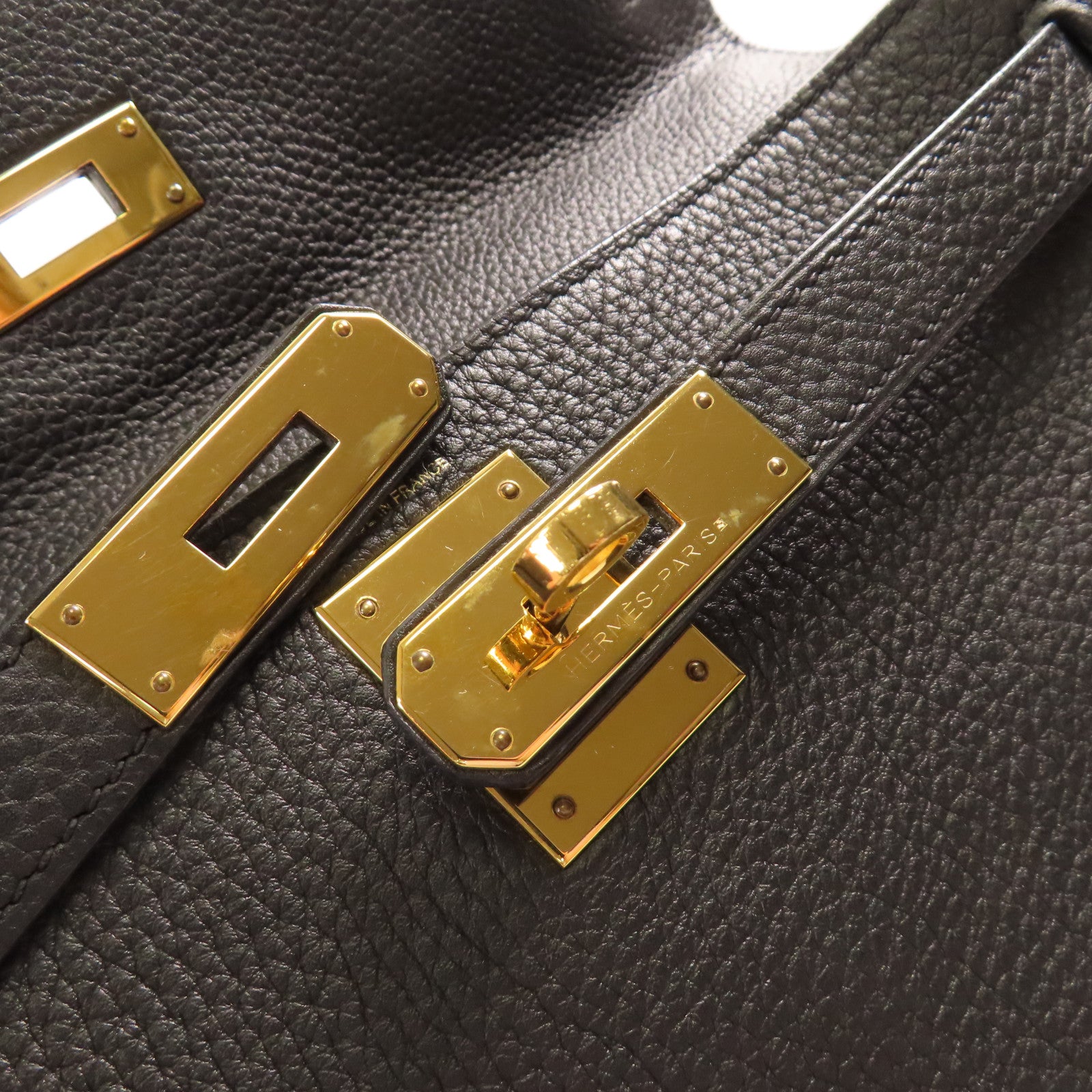 HERMES Togo皮革Kelly 28金扣手挽肩背兩用袋89 Noir