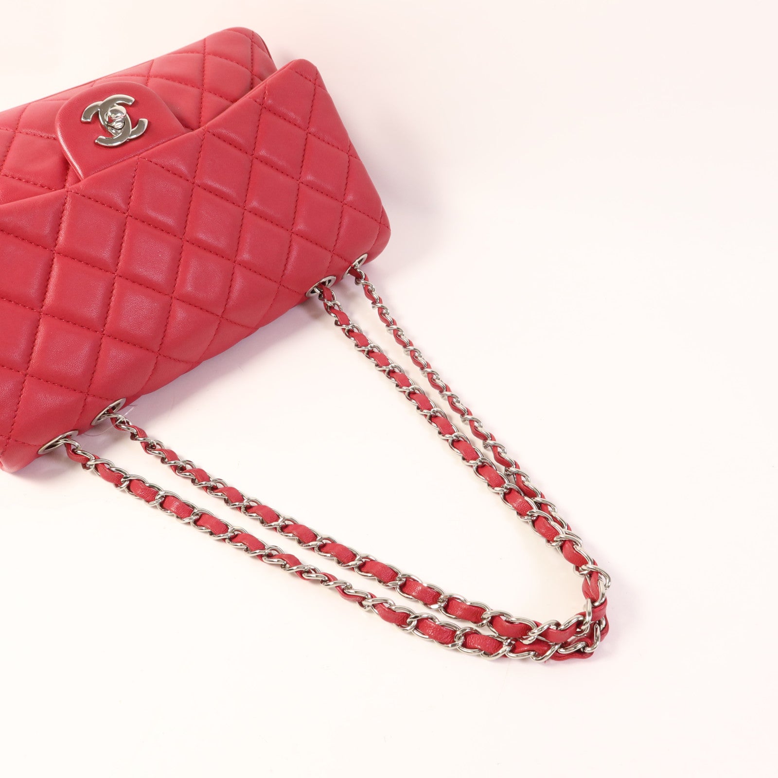 CHANEL 羊皮皮革Chain Shoulder Bag銀扣鏈帶肩背袋